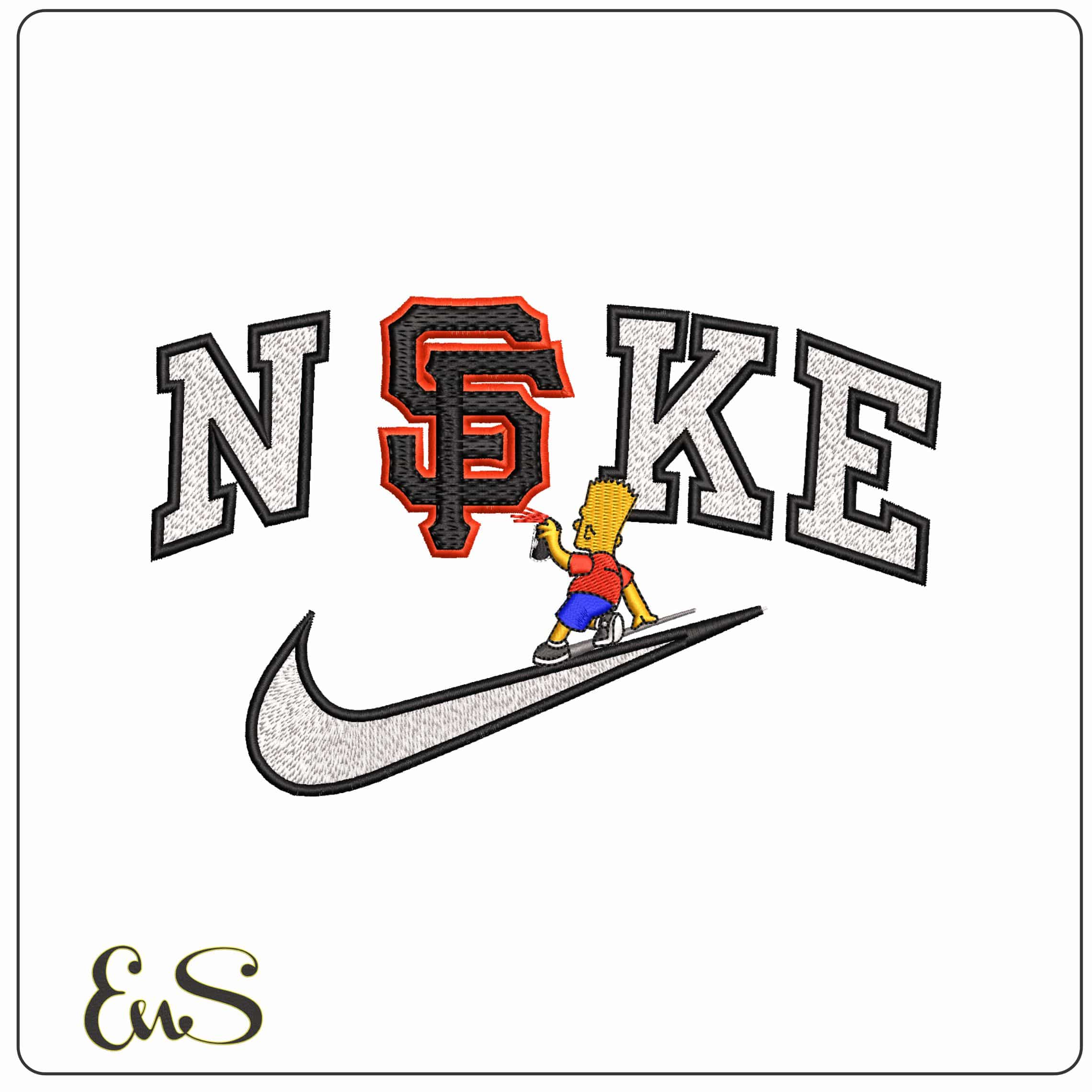Nike Bart Simpson Spray San Francisco Giants MLB - Elegant embroidery design file - instant download