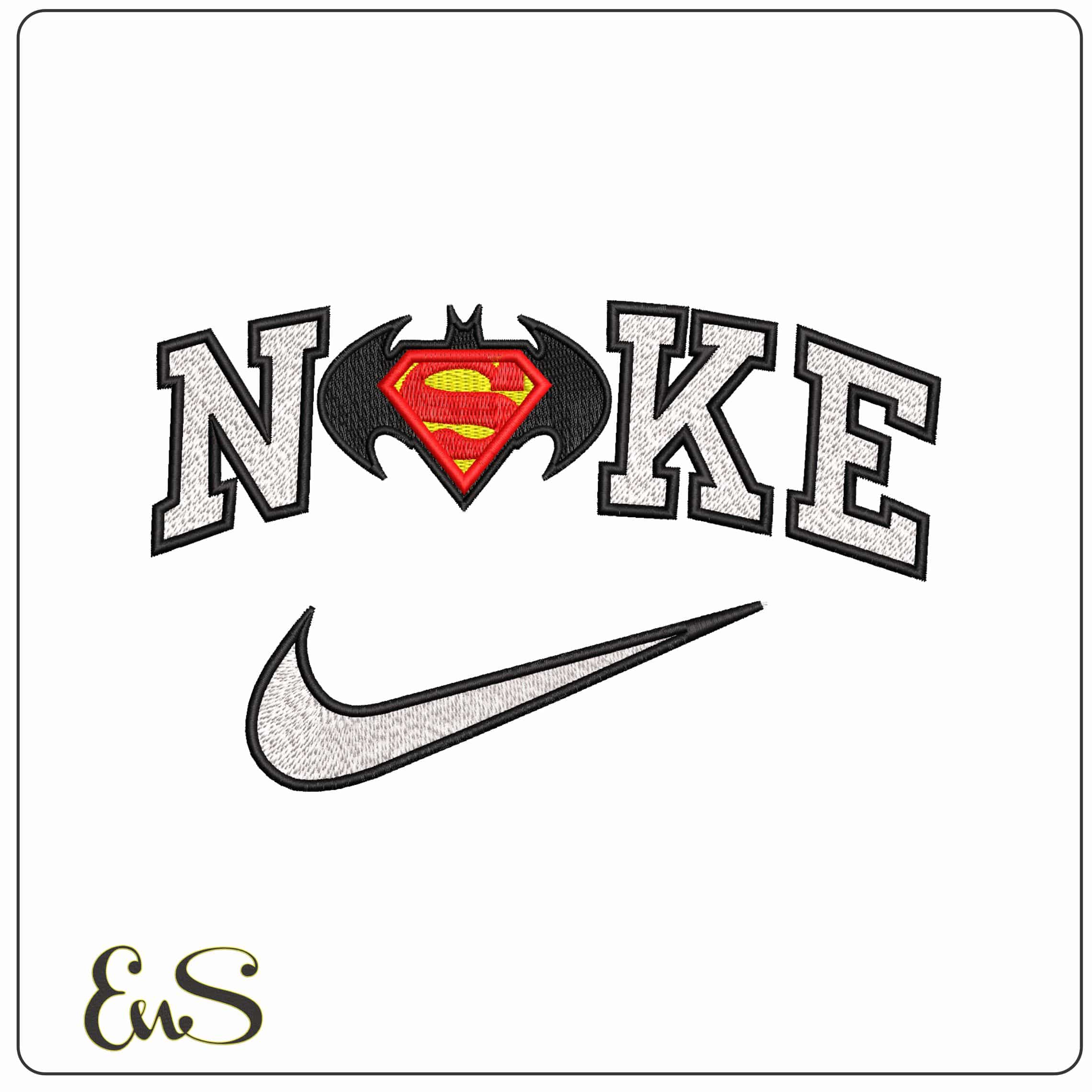 Nike Batman Superman Logo DC Comic - Elegant embroidery design file - instant download