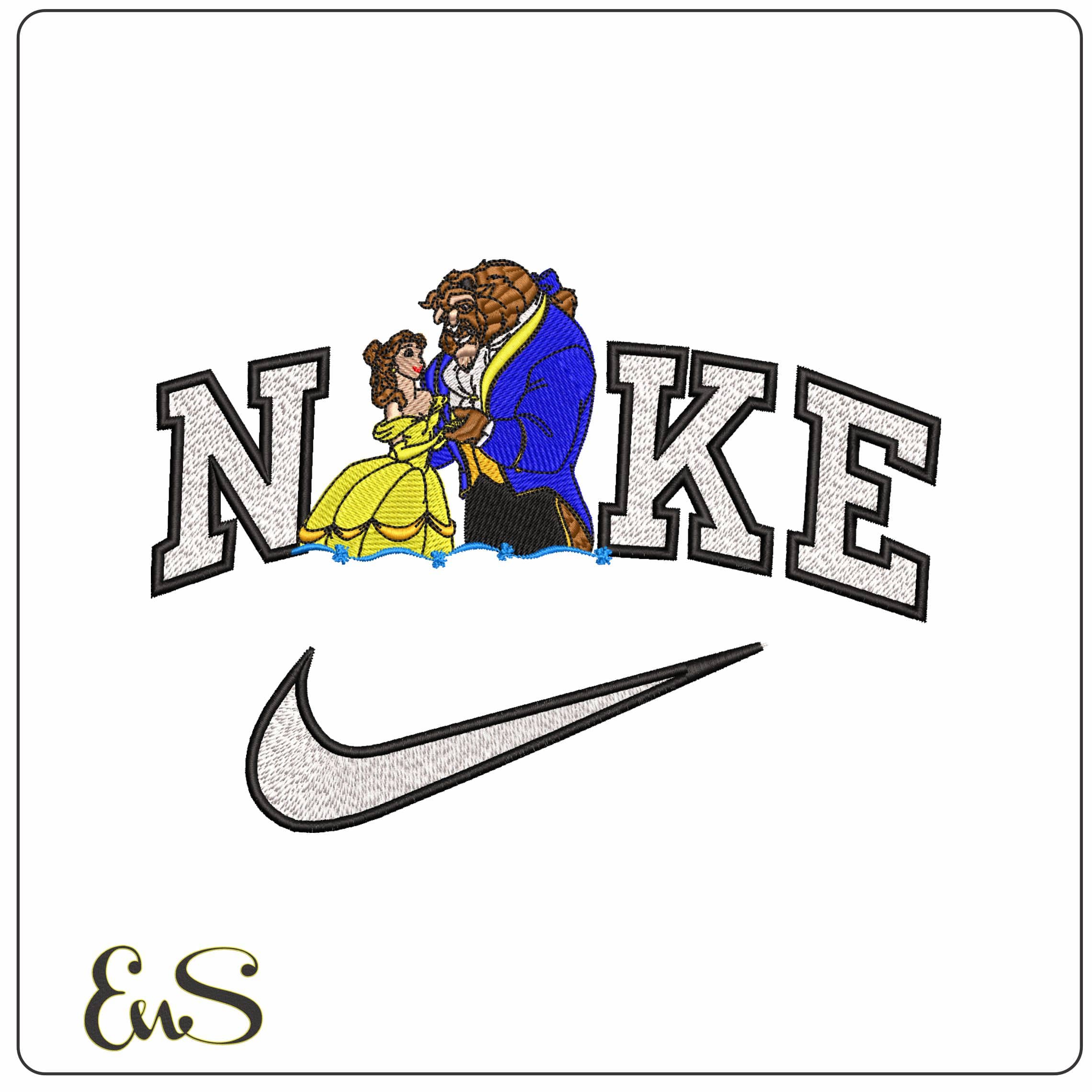 Nike Belle and the Beast Beauty and the Beast Disney  - Elegant embroidery design file - instant download