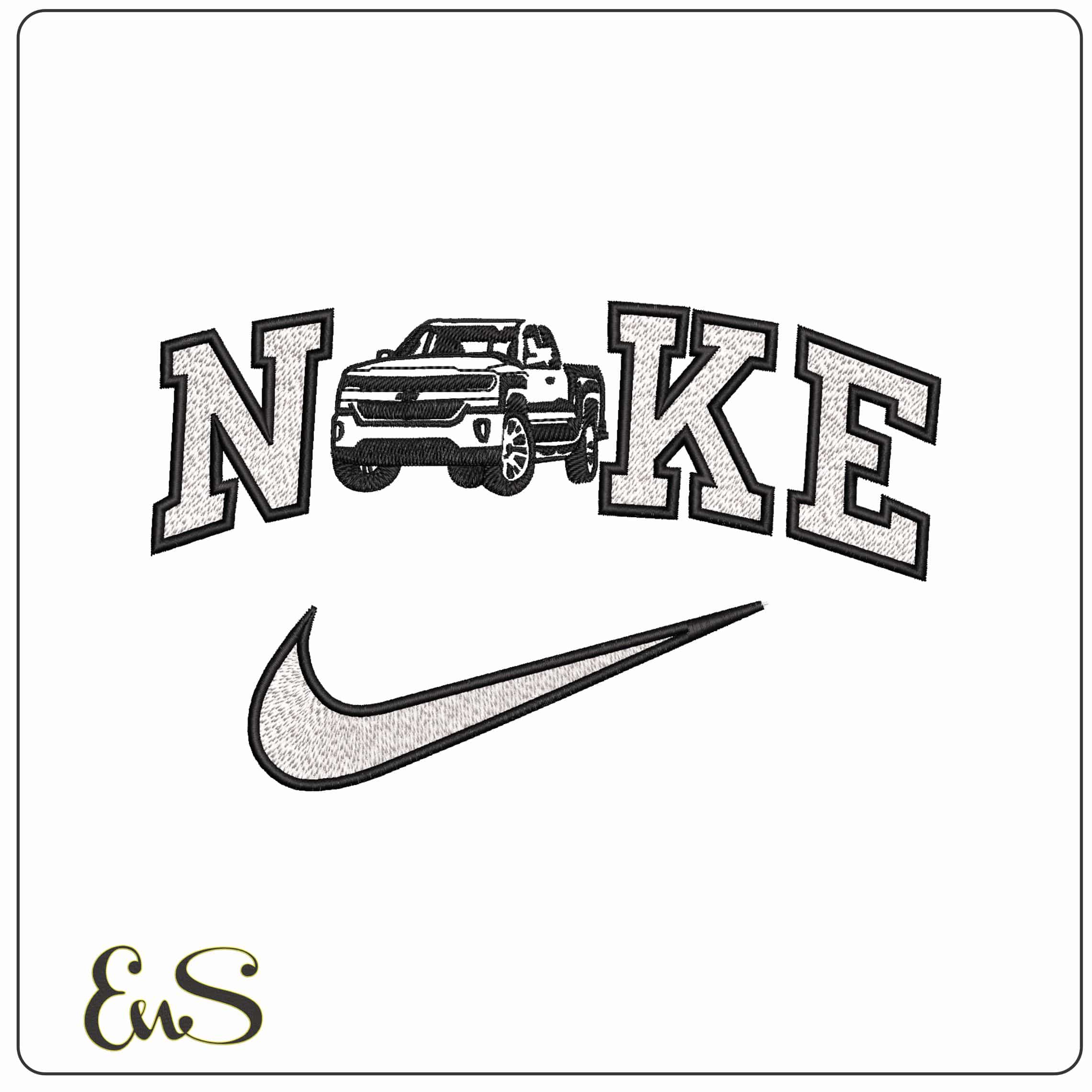 Nike Black Chevolet Truck Outline  - Elegant embroidery design file - instant download
