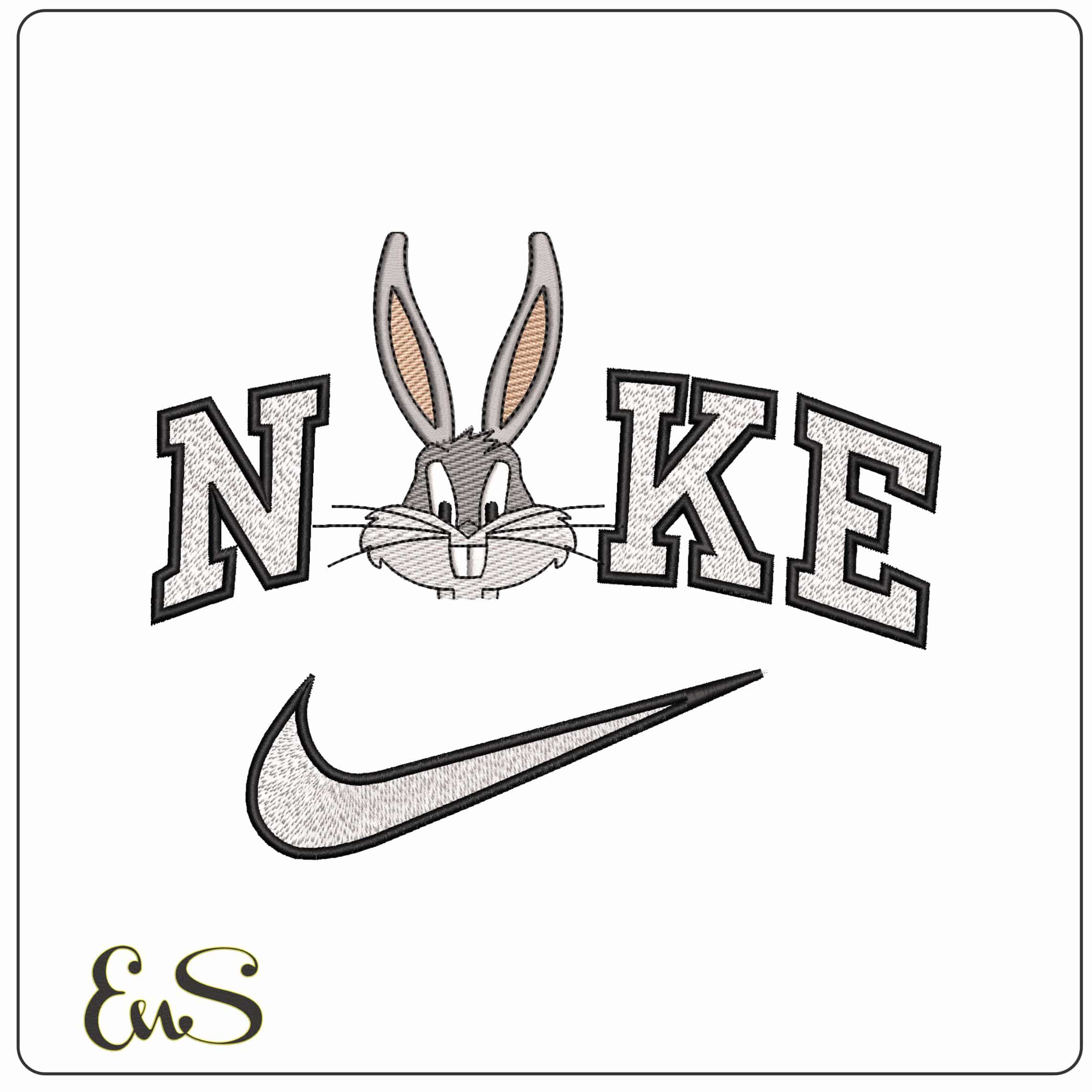 Nike Bugs Bunny Head Looney Tunes  - Elegant embroidery design file - instant download