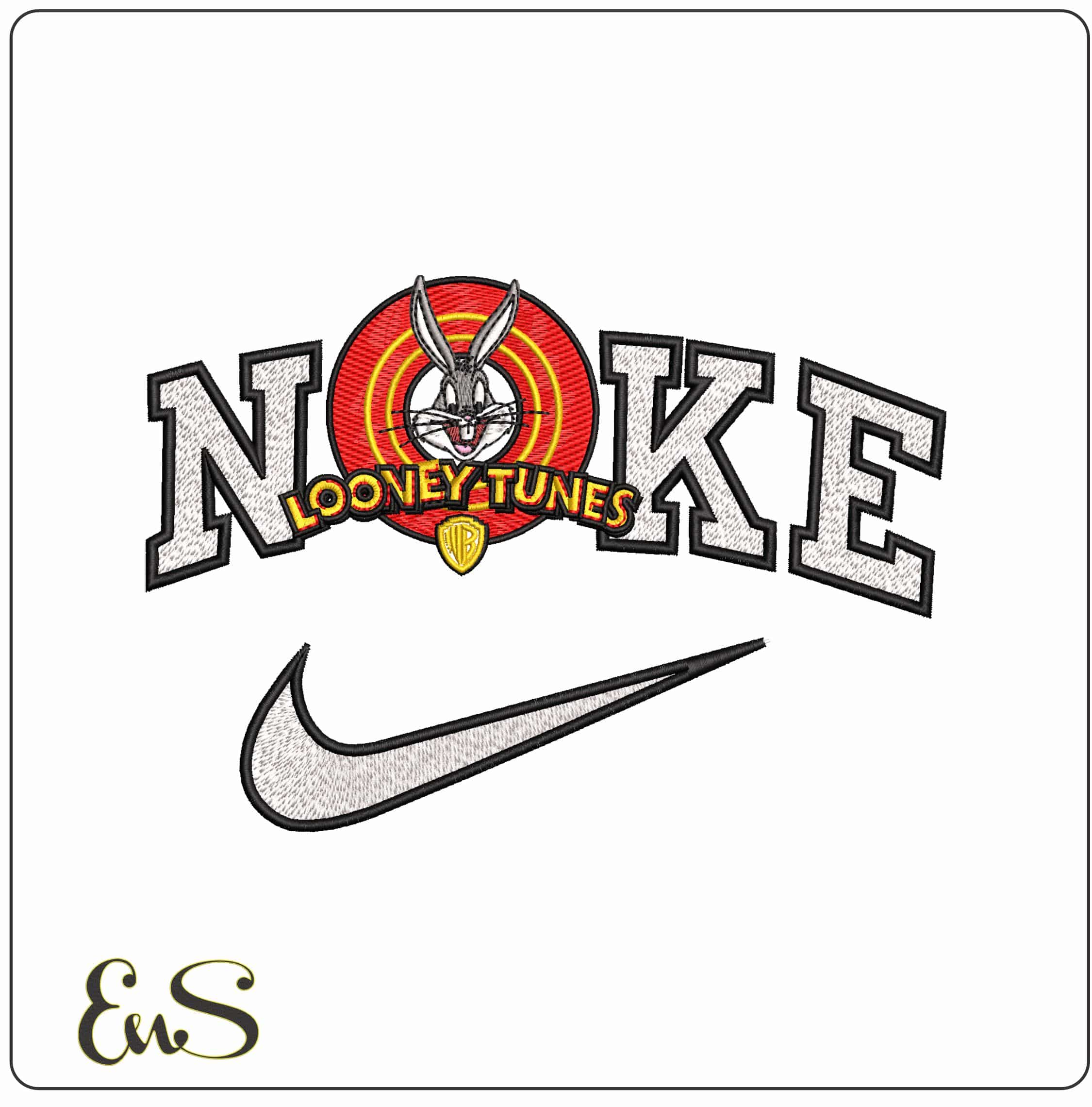 Nike Bugs Bunny in Logo Looney Tunes  - Elegant embroidery design file - instant download