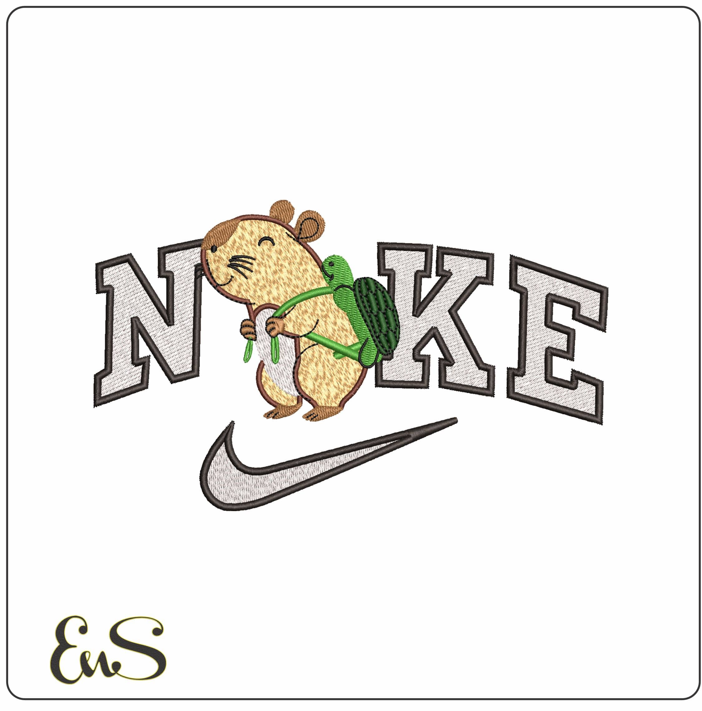 Nike Capibara with Rucksack  - Elegant embroidery design file - instant download