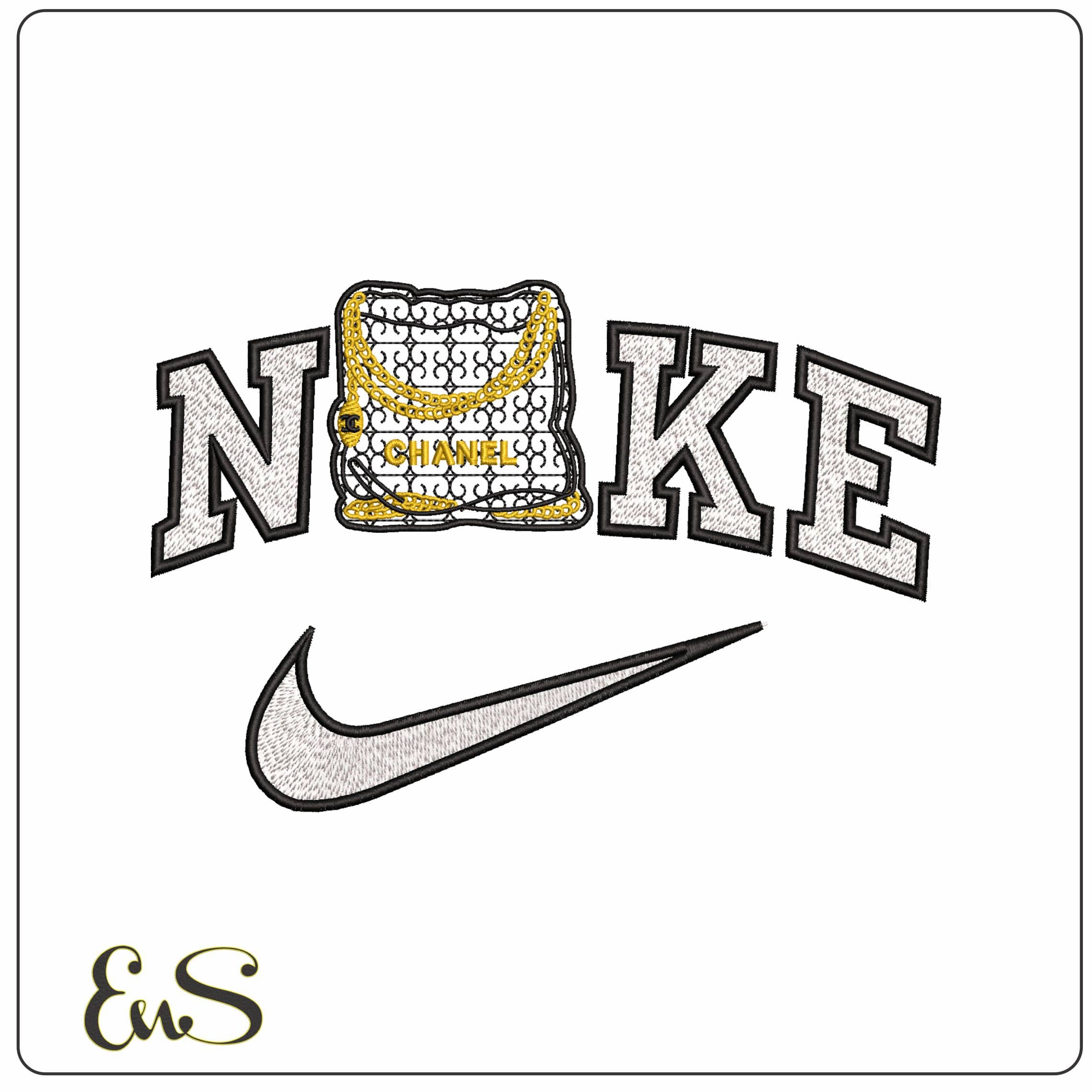Nike Chanel Black Bag  - Elegant embroidery design file - instant download