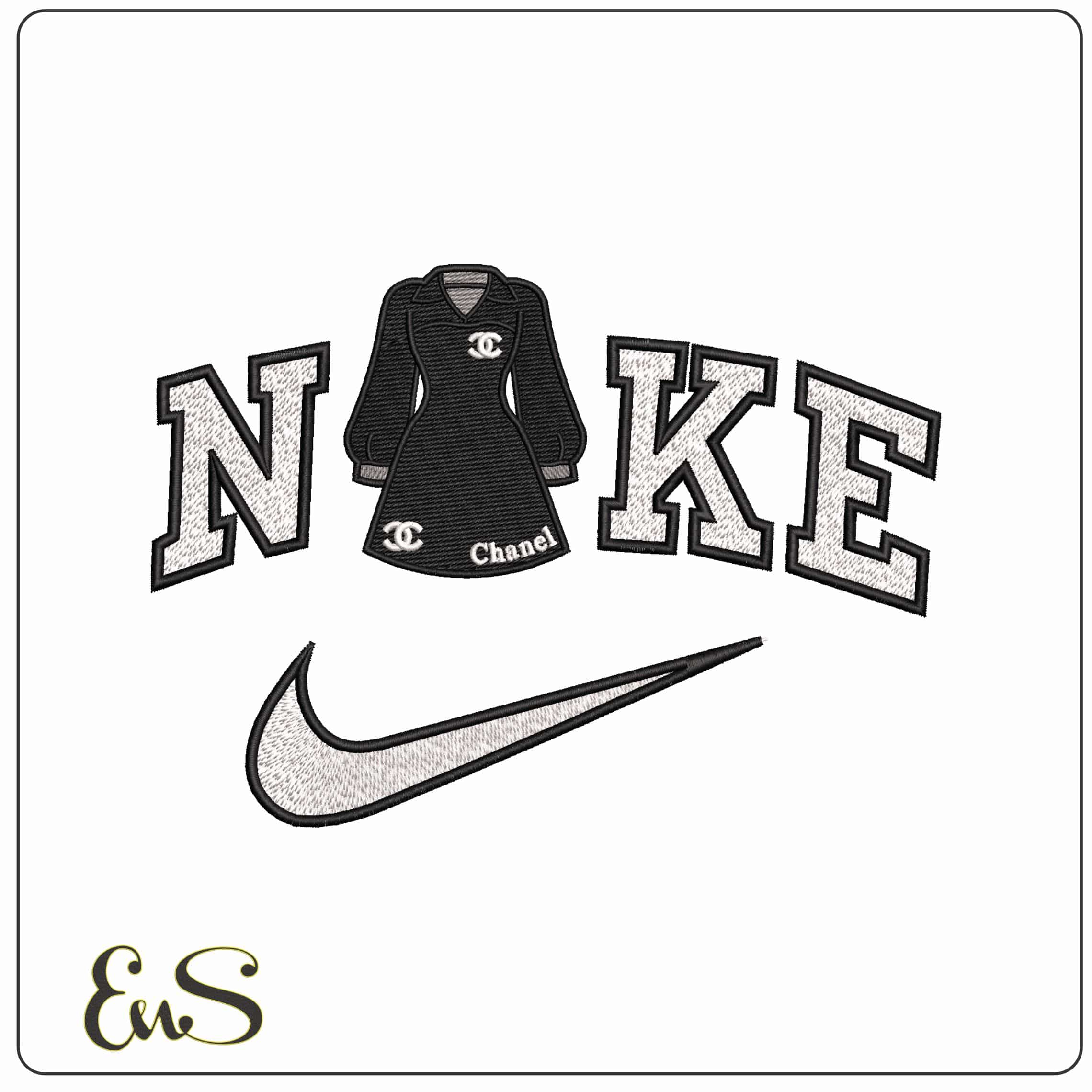 Nike Chanel black dress  - Elegant embroidery design file - instant download