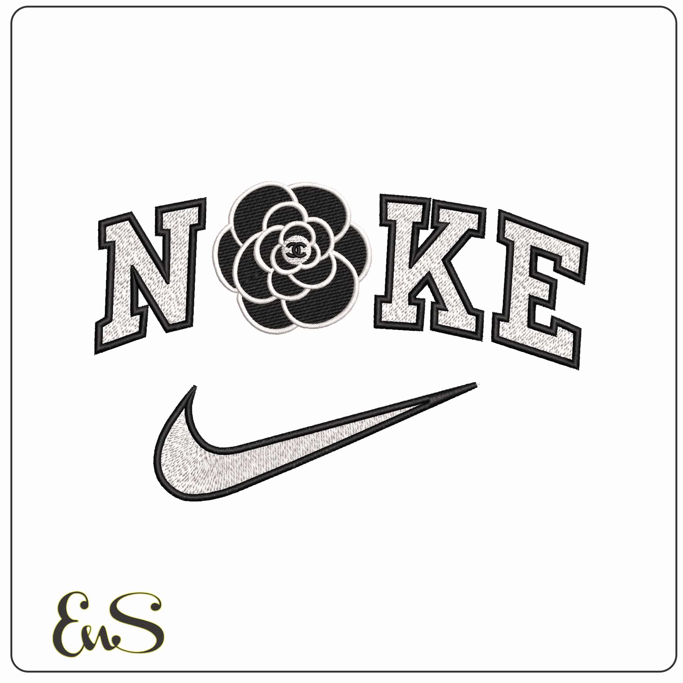 Nike Chanel Flower  - Elegant embroidery design file - instant download