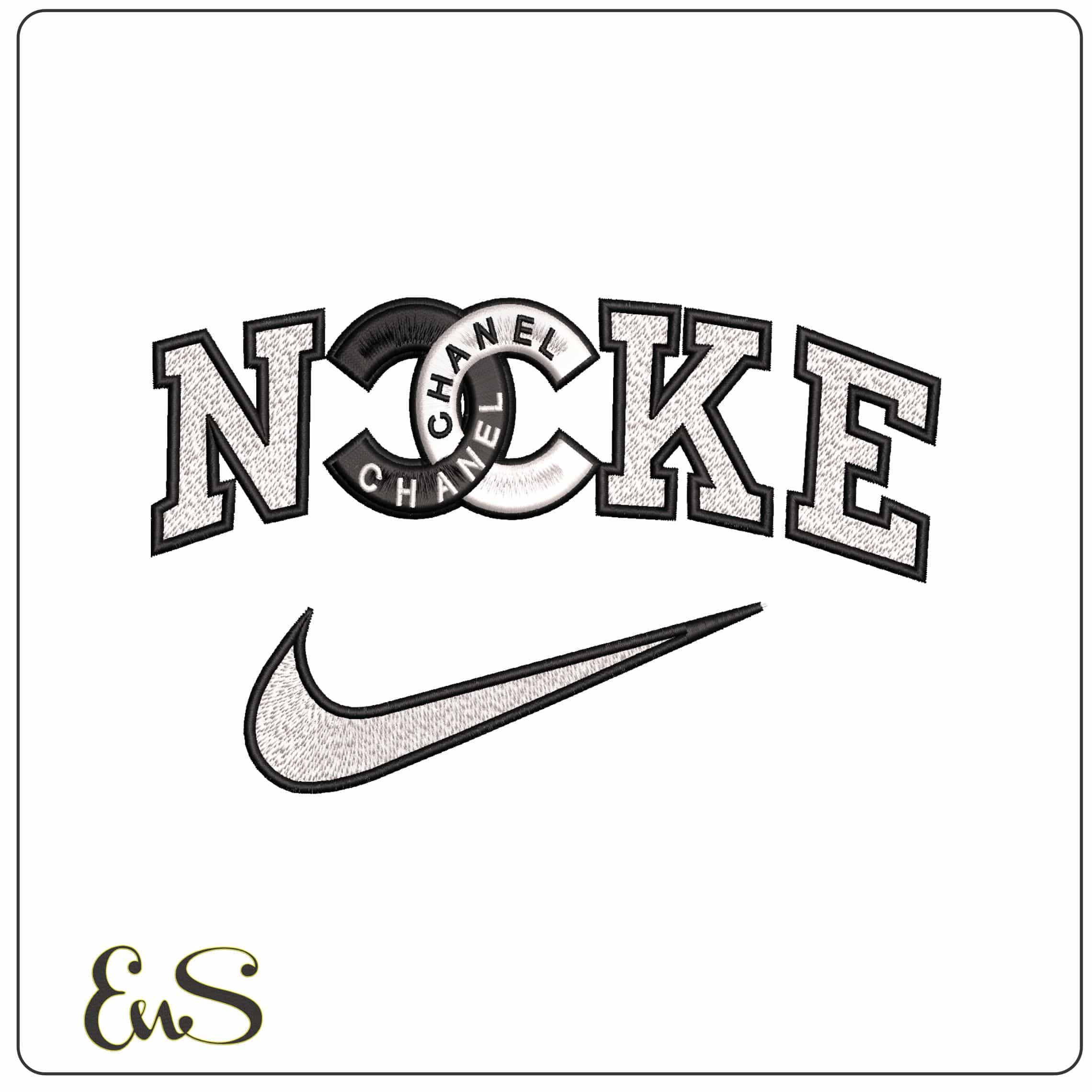 Nike Chanel Intertwined C Logo  - Elegant embroidery design file - instant download