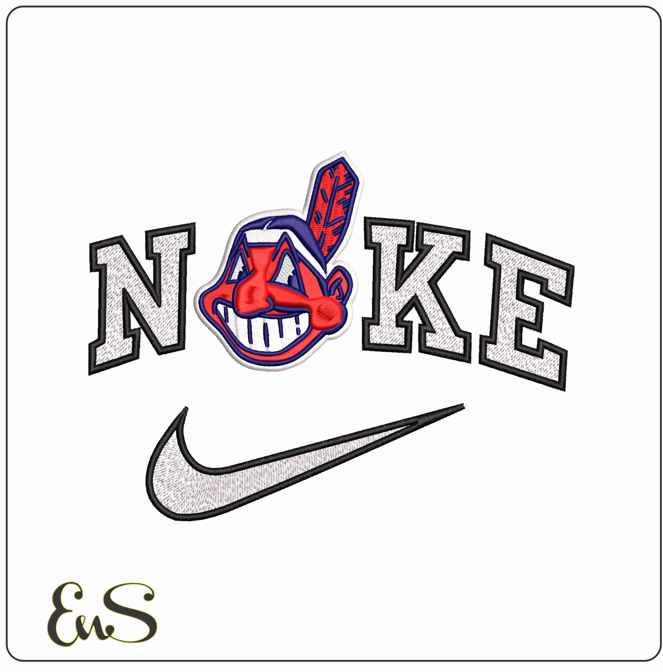 Nike Chief Wahoo Cleveland Indians MLB - Elegant embroidery design file - instant download