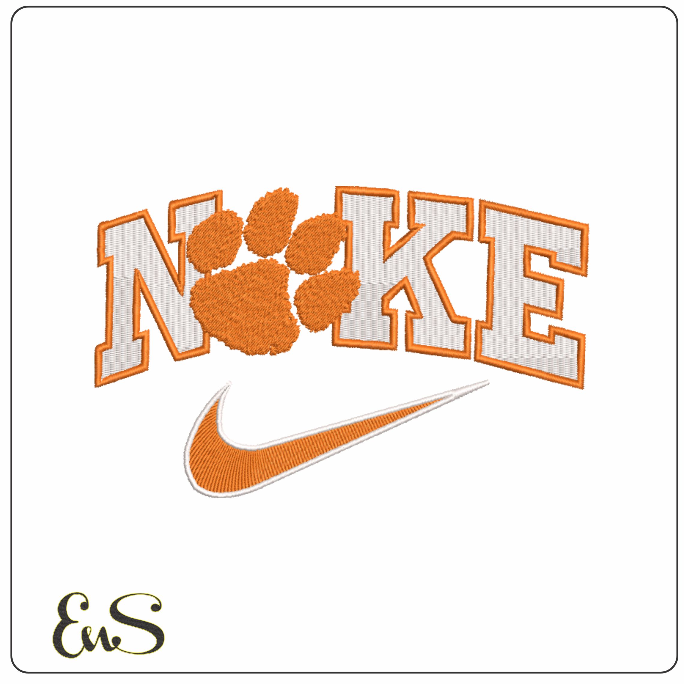 Nike Clemson - Elegant embroidery design file - instant download