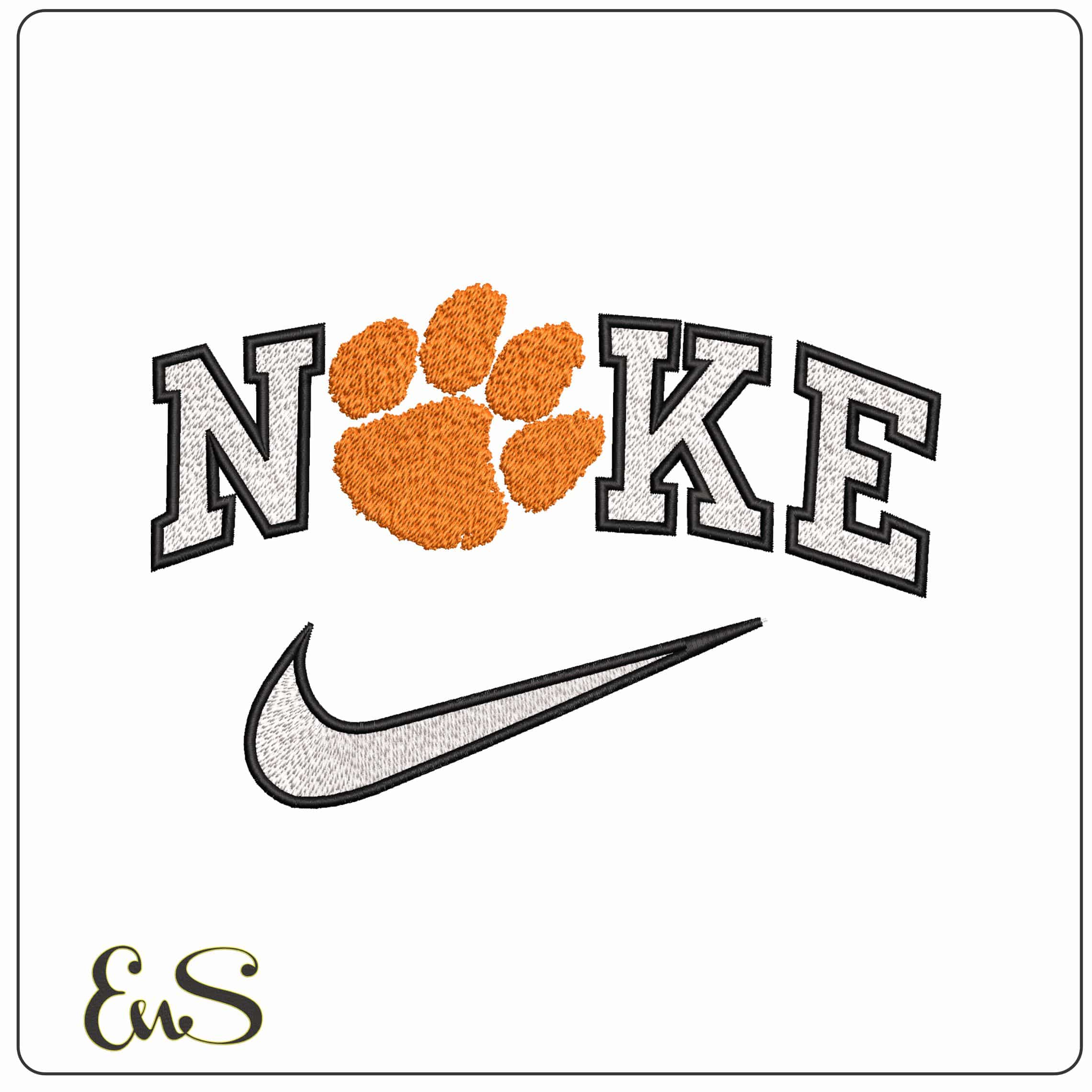 Nike Clemson  - Elegant embroidery design file - instant download
