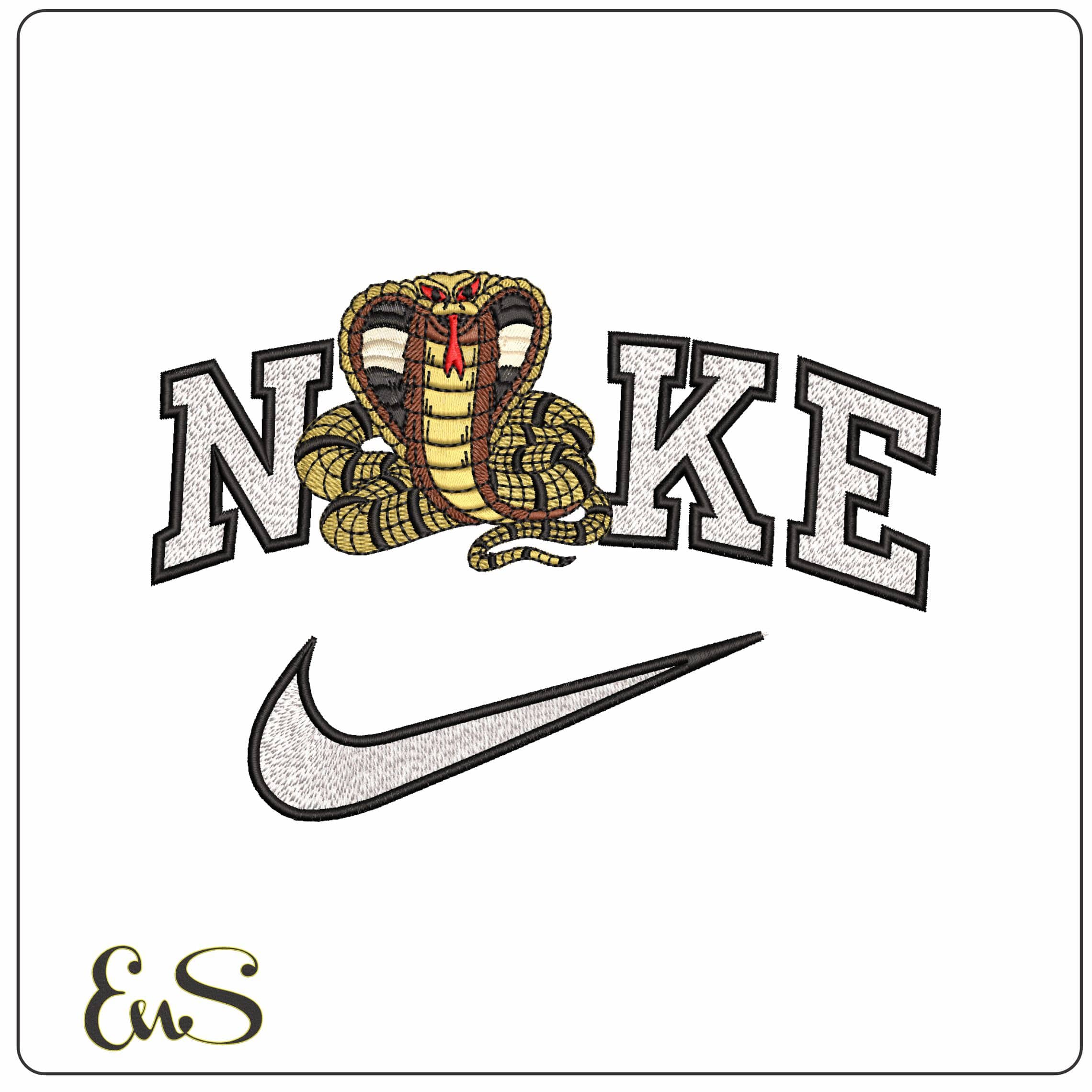Nike Cobra Snake  - Elegant embroidery design file - instant download