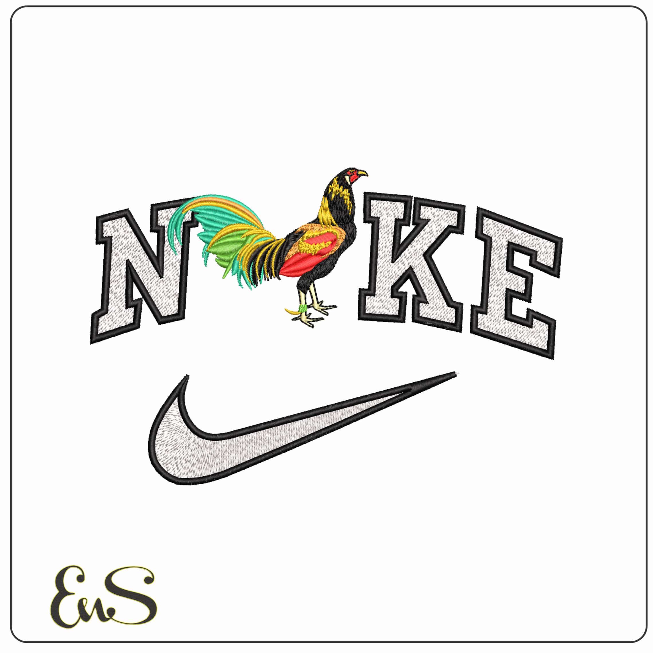 Nike Colorful Chicken  - Elegant embroidery design file - instant download