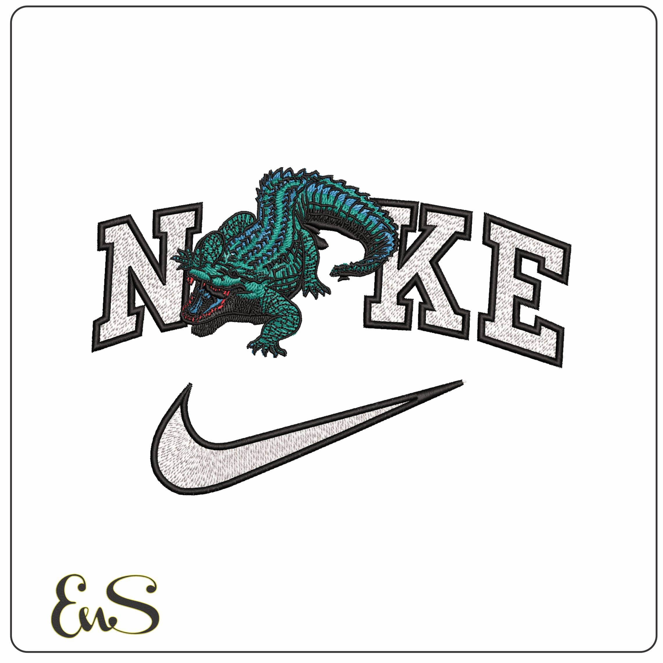 Nike Crocodile  - Elegant embroidery design file - instant download