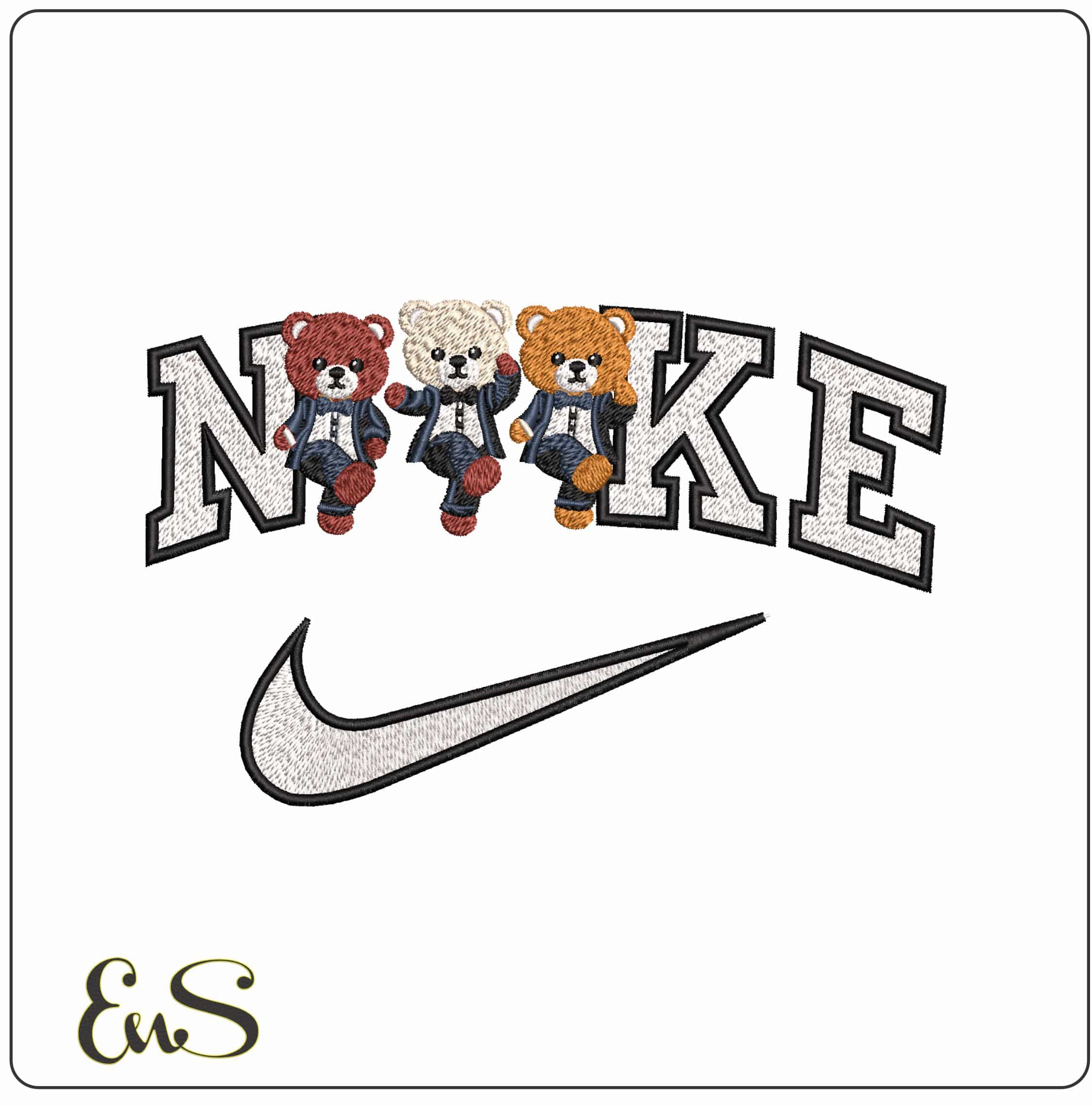 Nike Dancing Can Can Bears  - Elegant embroidery design file - instant download