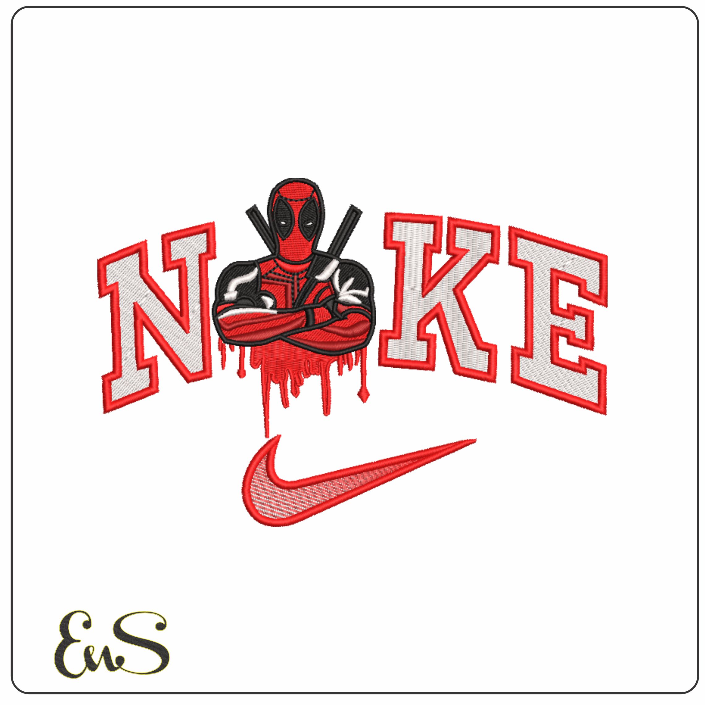 Nike Deadpool - Elegant embroidery design file - instant download