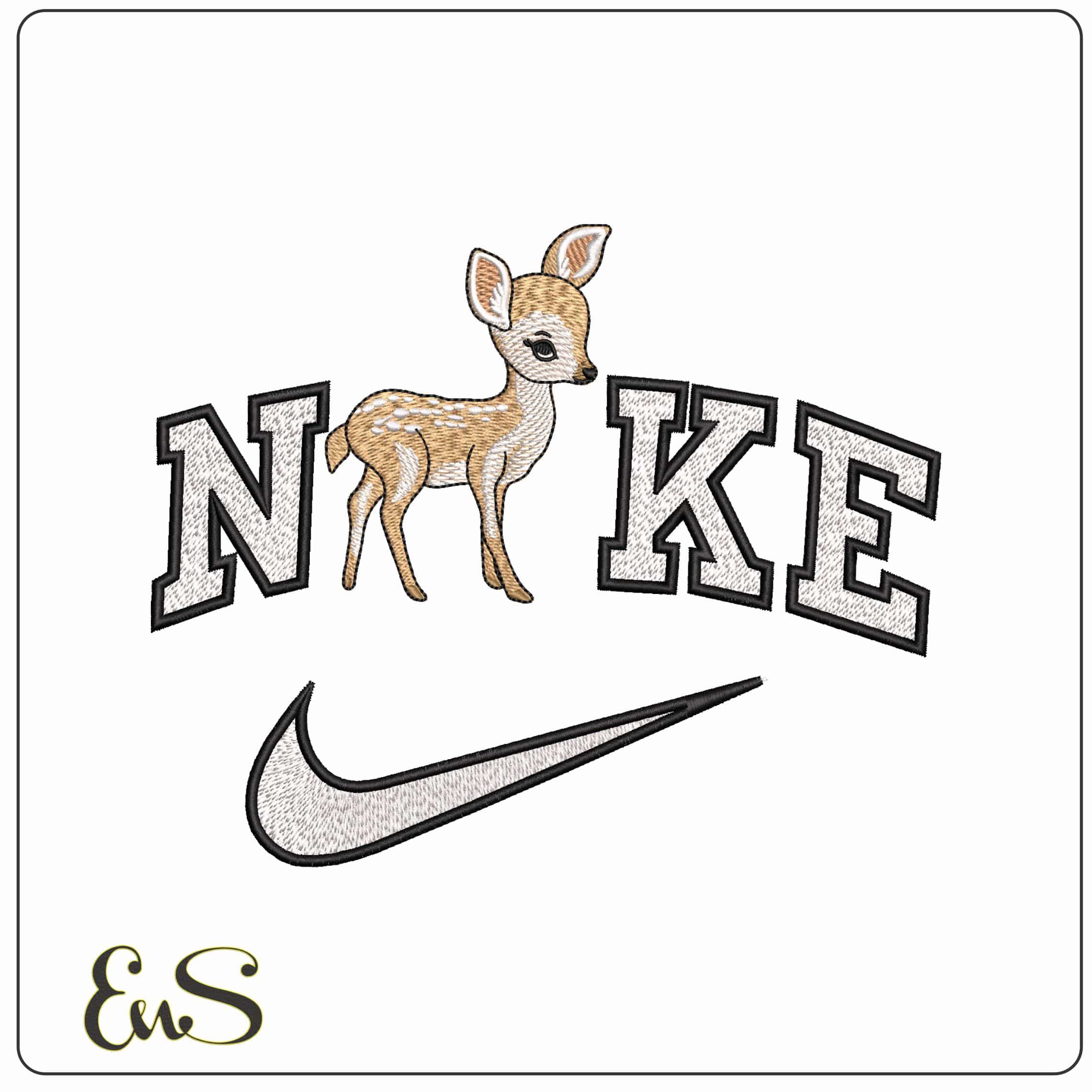 Nike Deer Fawn  - Elegant embroidery design file - instant download