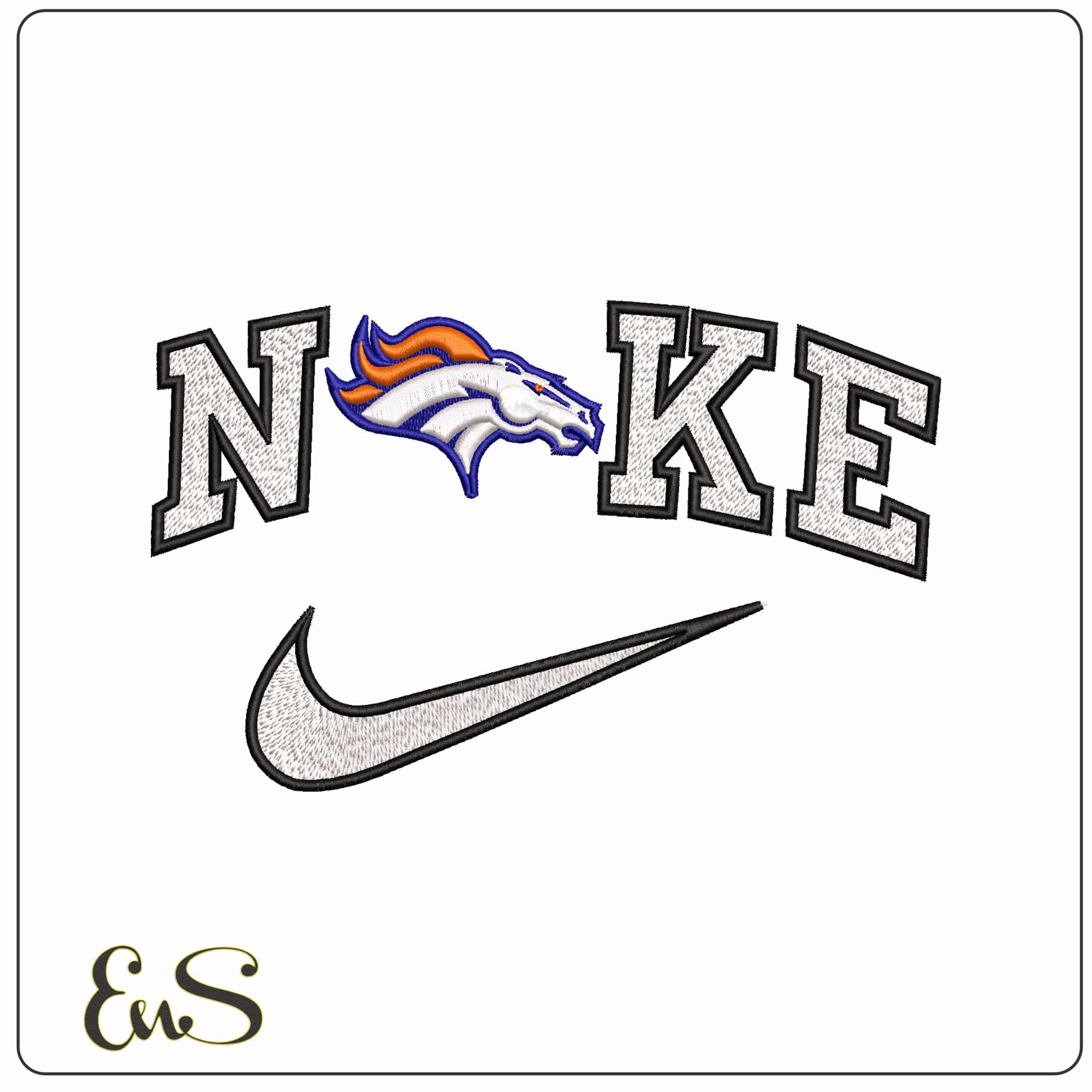 Nike Denver Broncos NFL  - Elegant embroidery design file - instant download