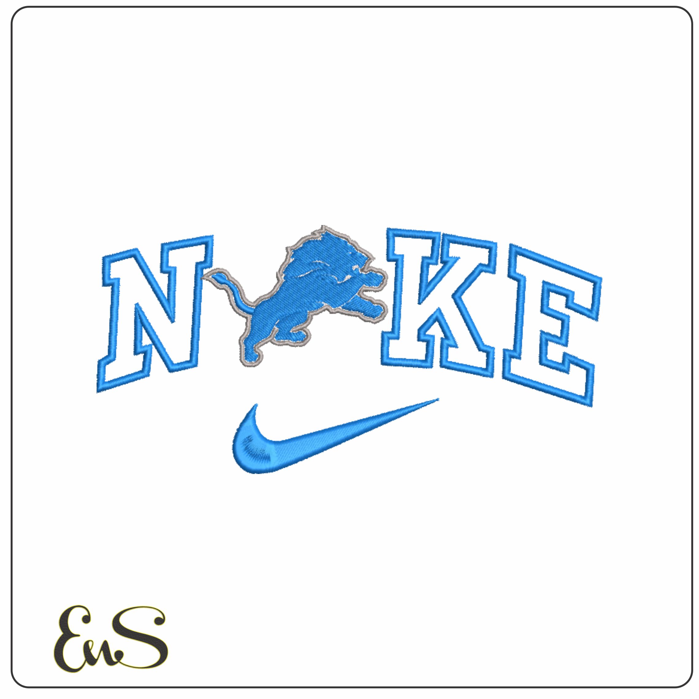 Nike Detriot Lions NFL  - Elegant embroidery design file - instant download