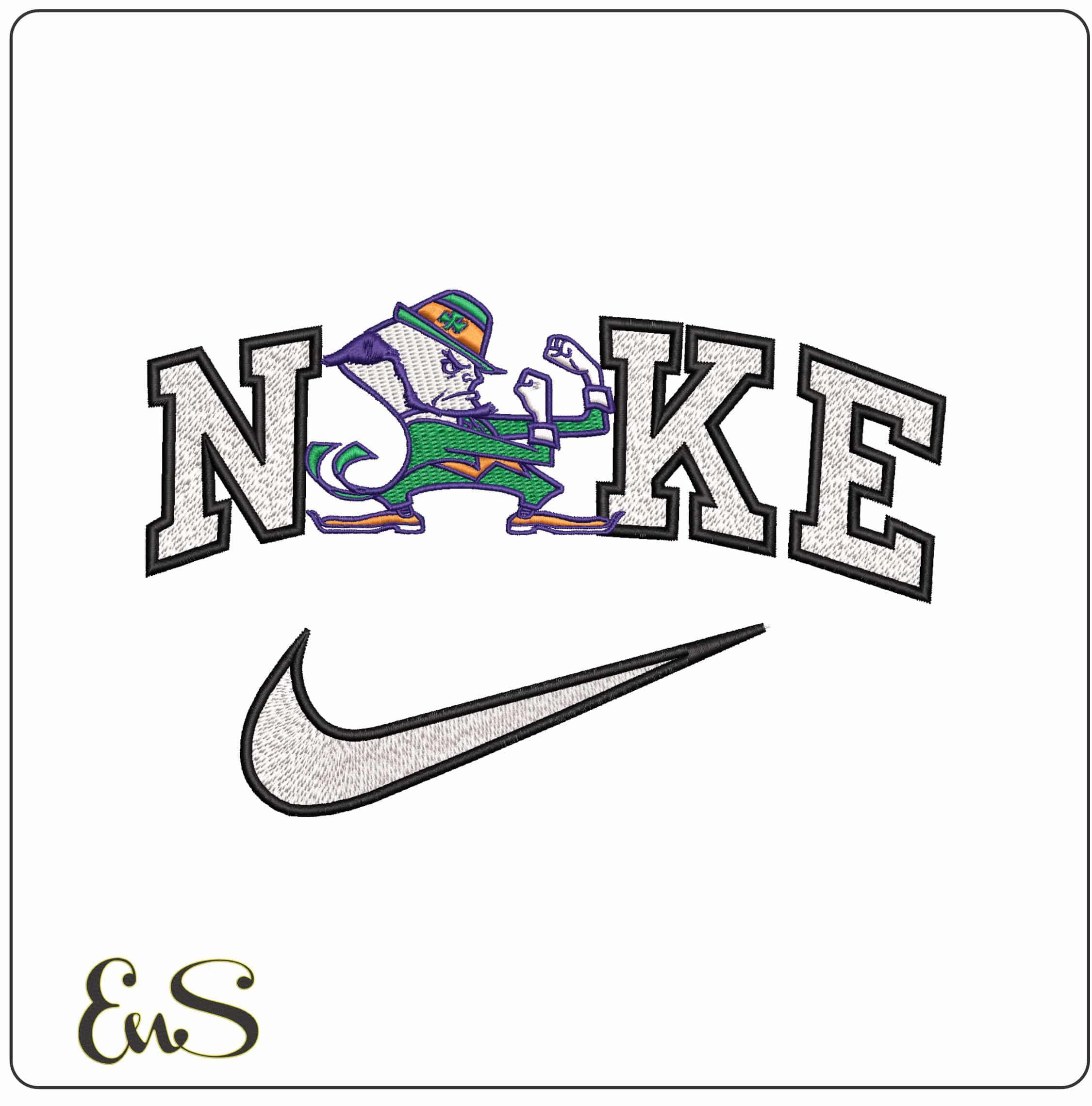 Nike Fighting Irish Notre Dame College   - Elegant embroidery design file-instant download