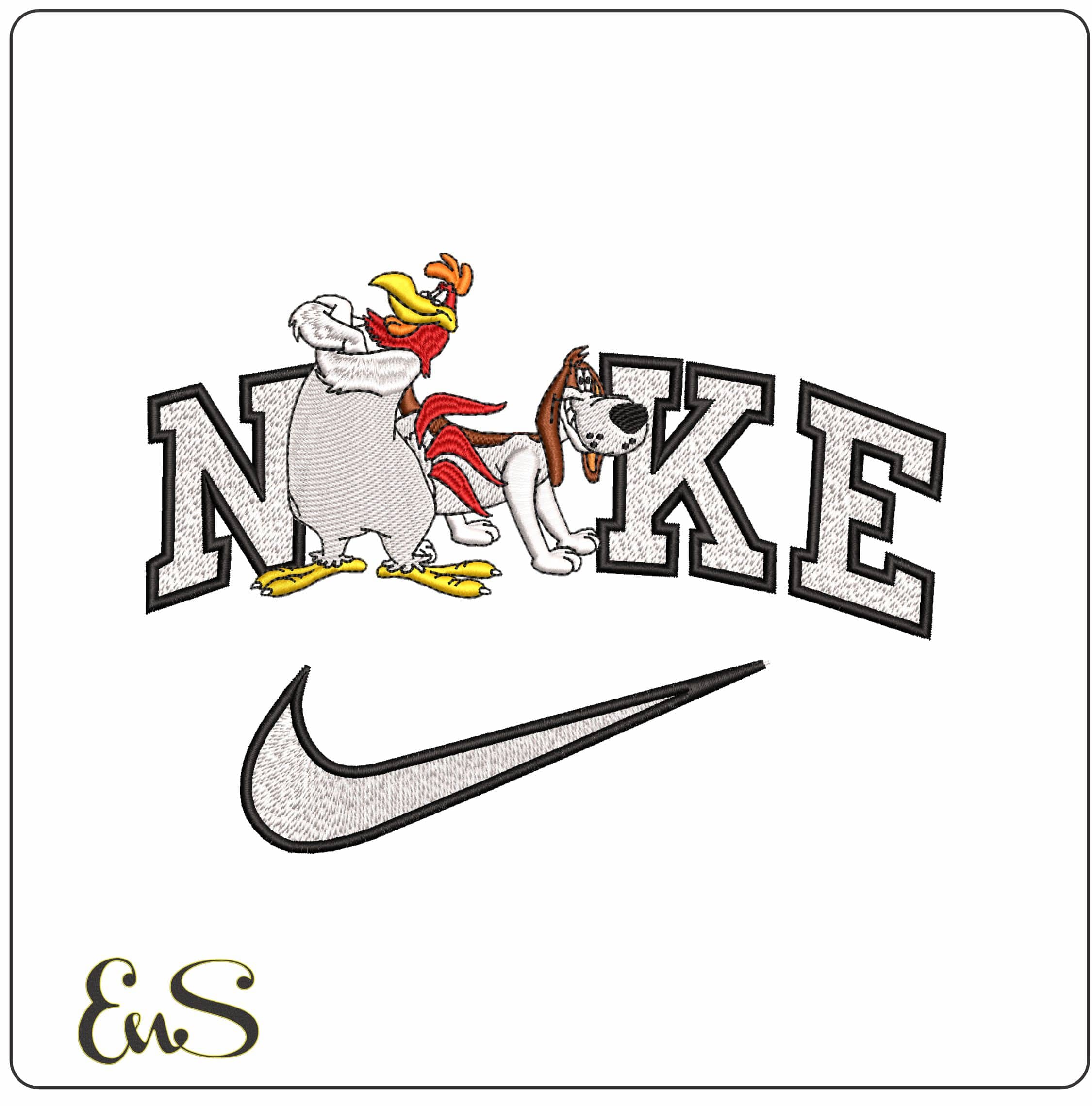 Nike Foghorn Leghorn and Barnyard Dawg Looney Tunes   - Elegant embroidery design file-instant download