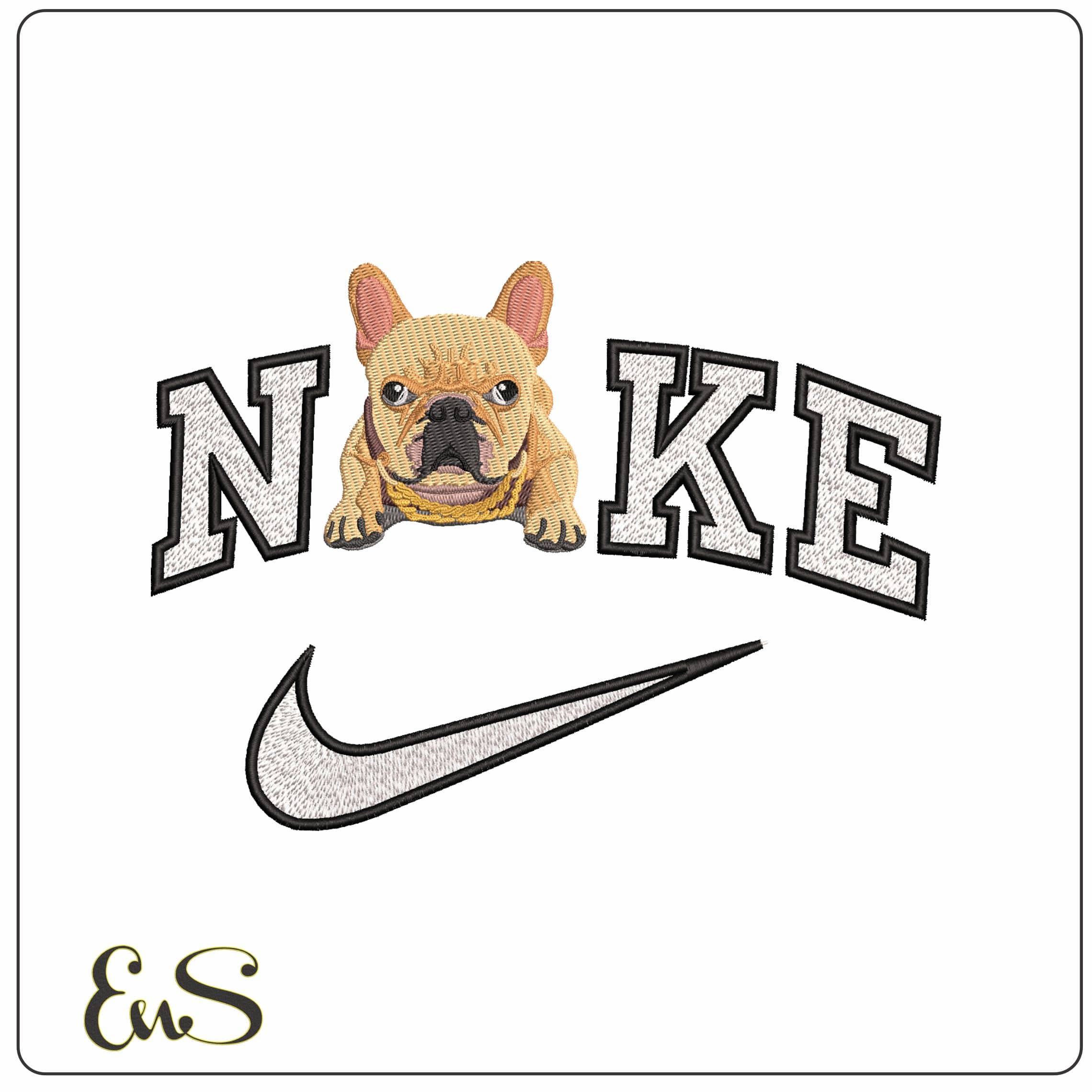 Nike French Bulldog With Chain   - Elegant embroidery design file-instant download