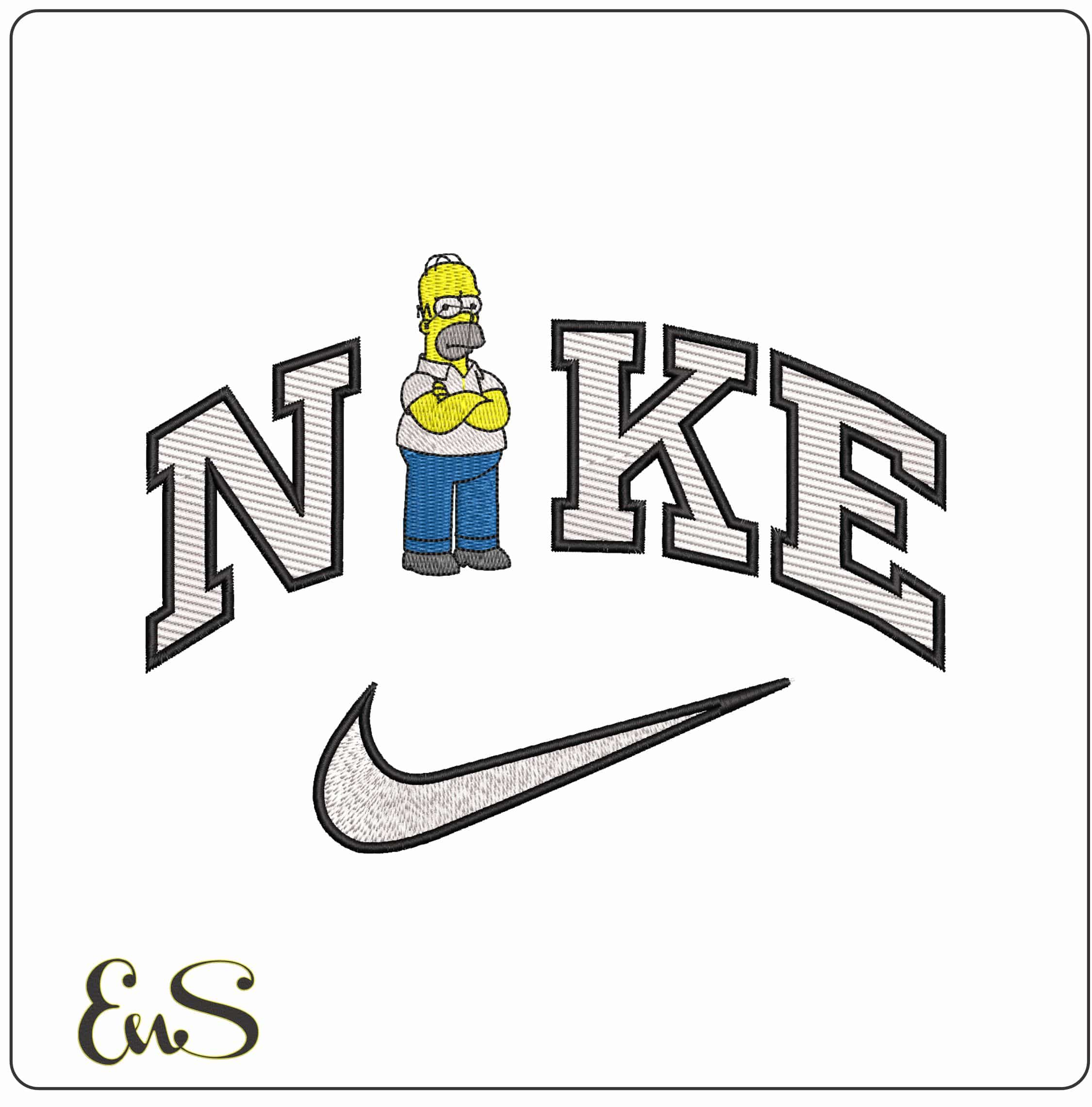 Nike Grumpy Homer Simpson  - Elegant embroidery design file-instant download