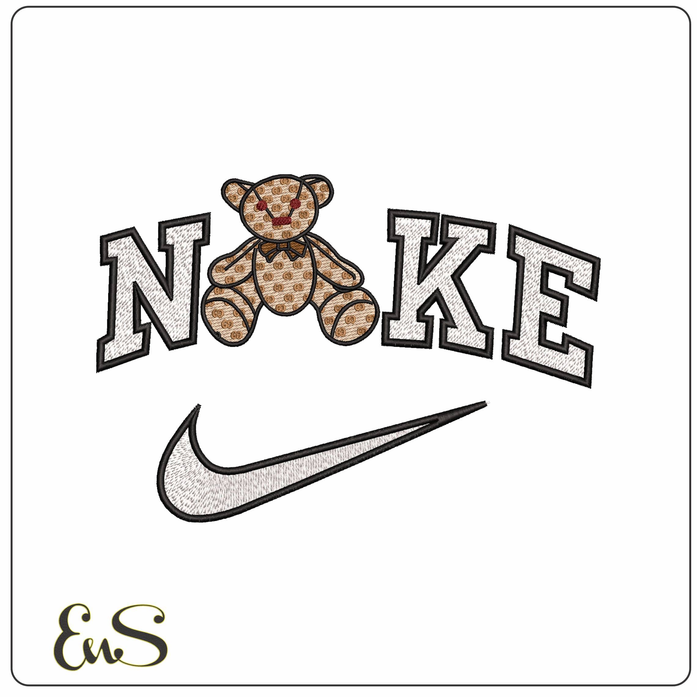 Nike Gucci Teddy Bear - Elegant embroidery design file-instant download
