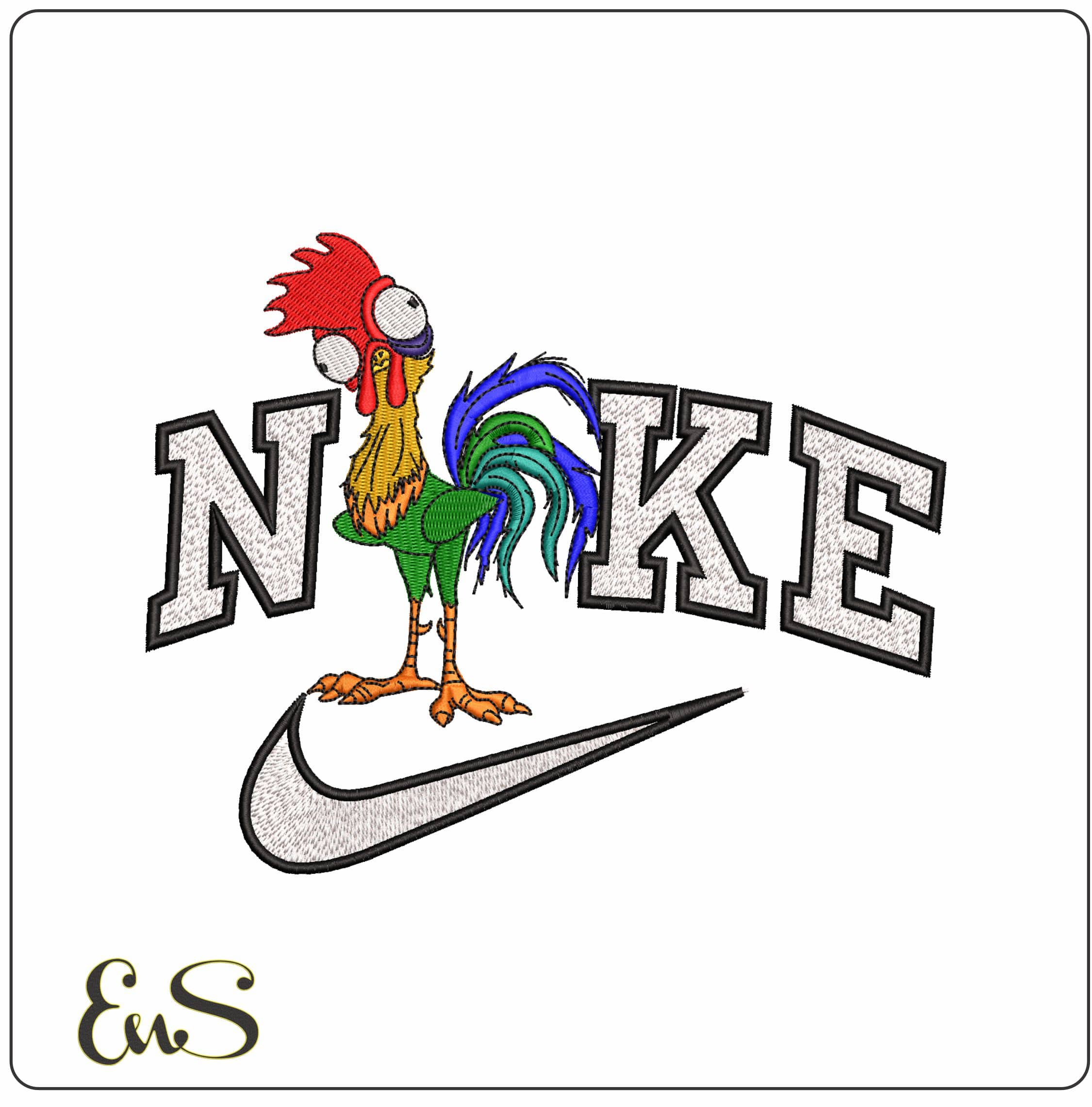 Nike Hei Hei Head Tilt - Elegant embroidery design file-instant download