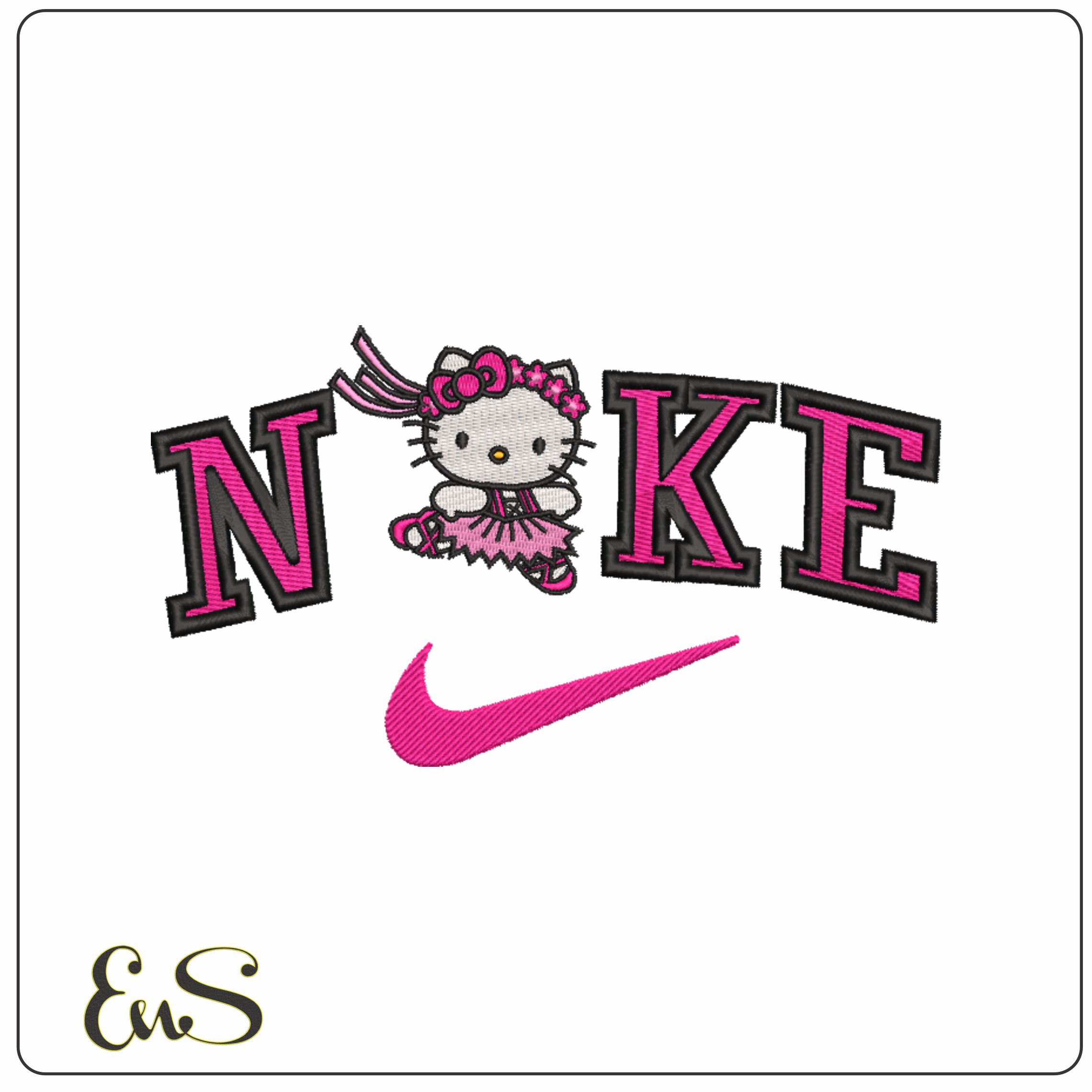 Nike Hello Kitty Ballerina  - Elegant embroidery design file-instant download