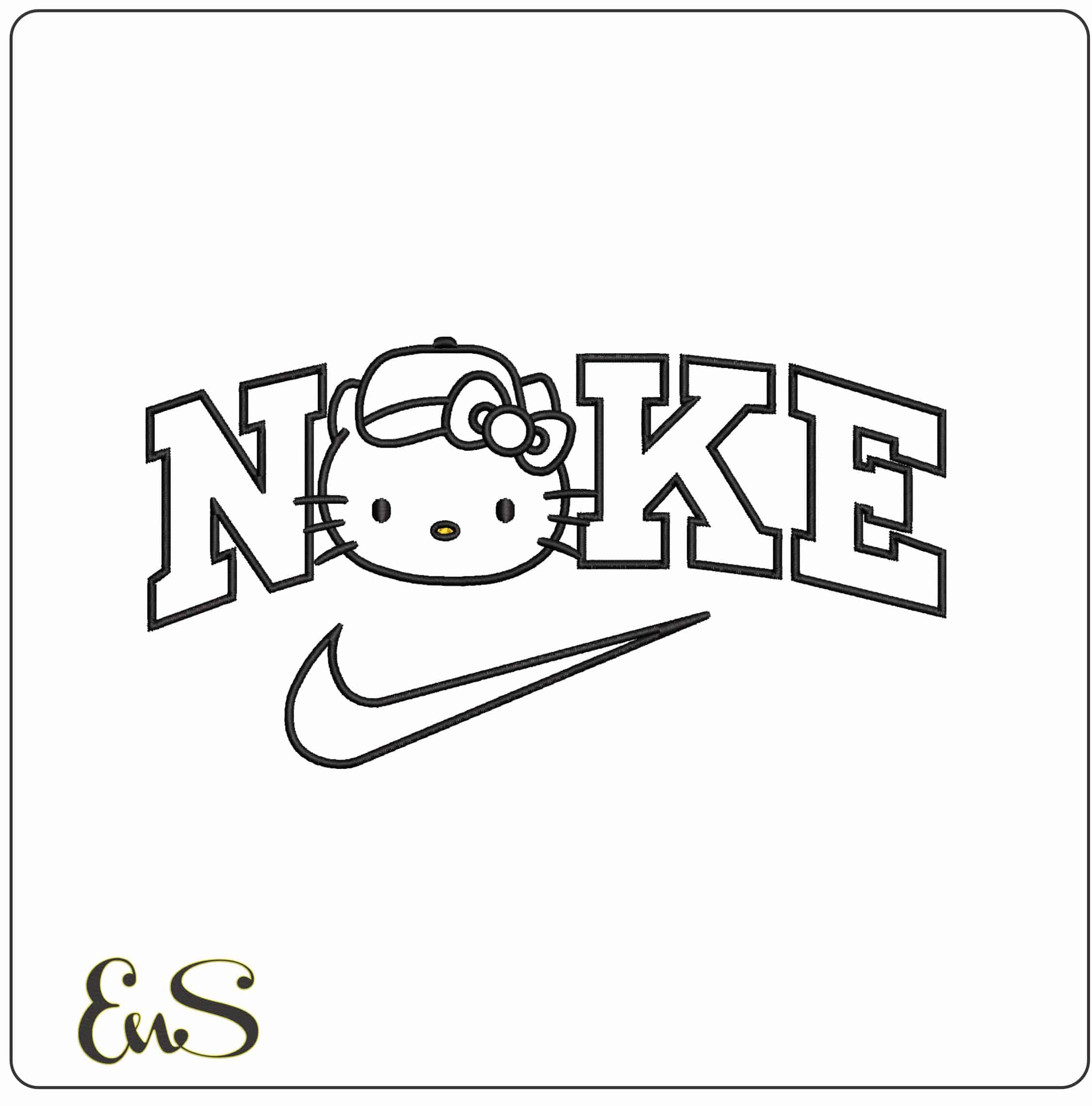 Nike Hello Kitty Applique - Elegant embroidery design file-instant download