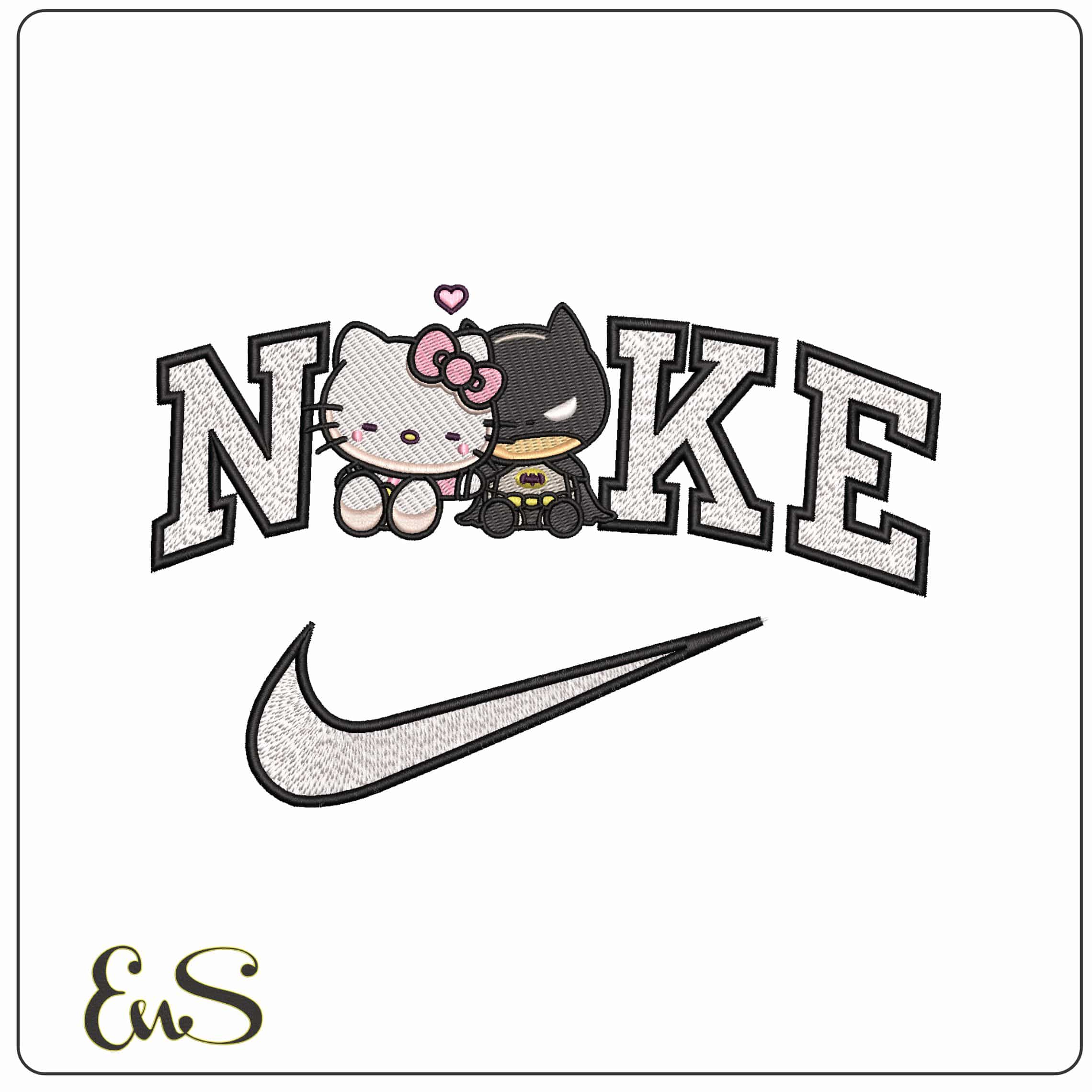 Nike Hello Kitty Cuddle Batman - Elegant embroidery design file-instant download
