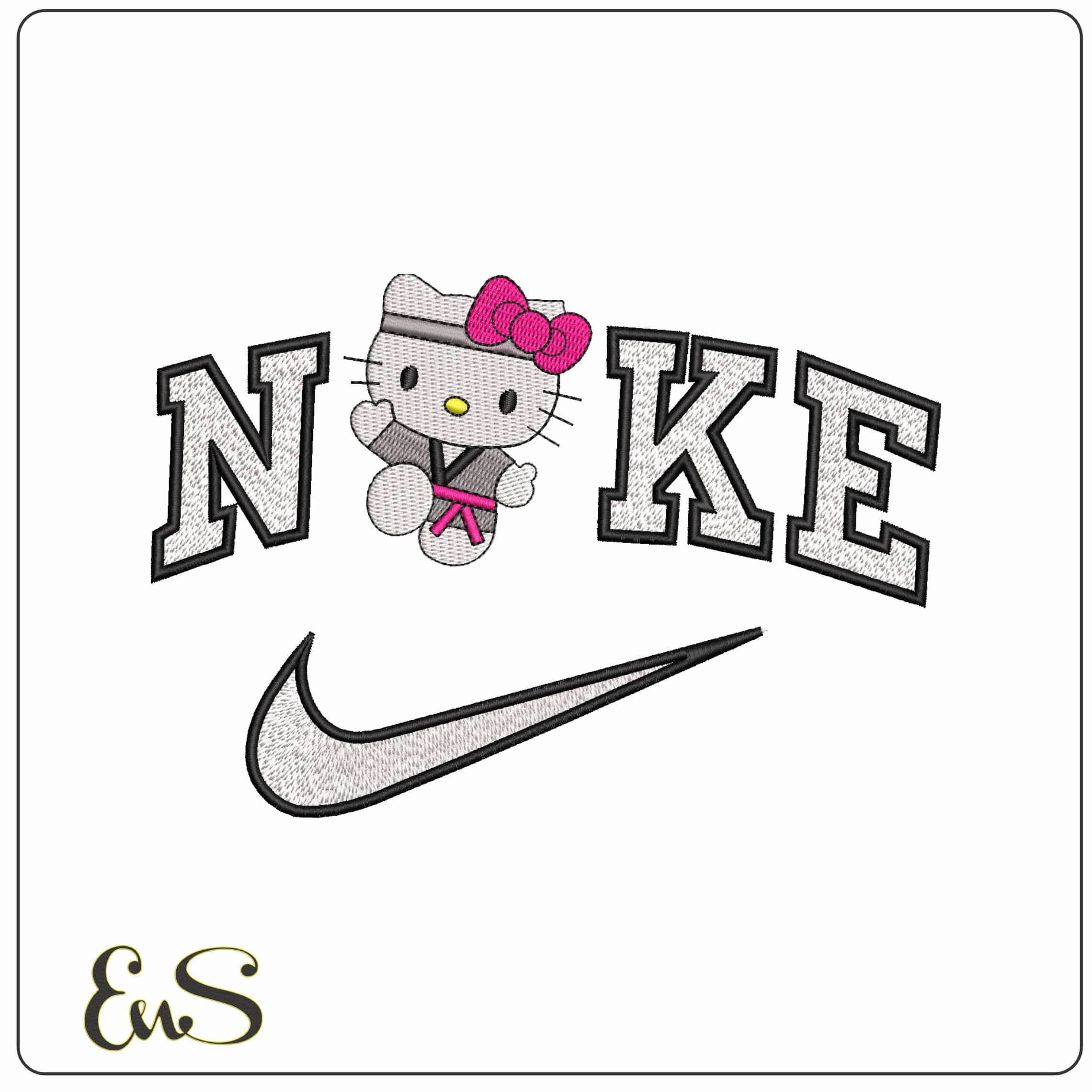 Nike Hello Kitty Karate - Elegant embroidery design file-instant download