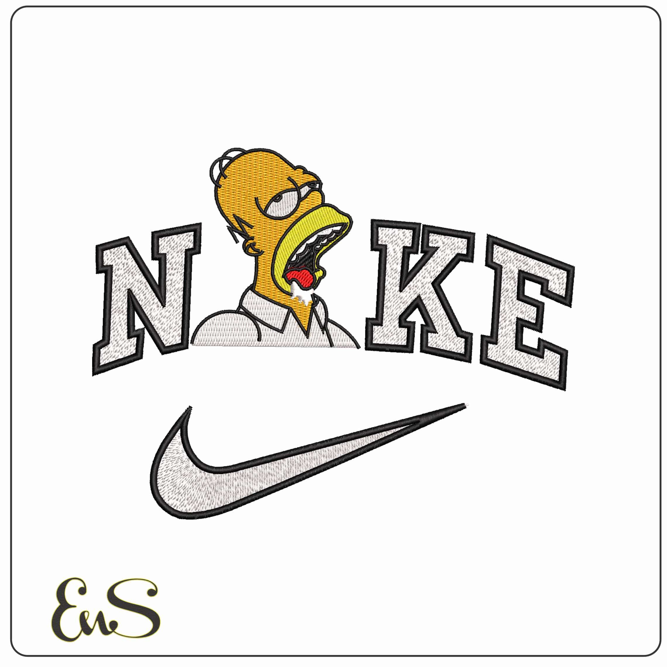 Nike Homer Simpson Drueling The Simpsons  - Elegant embroidery design file-instant download