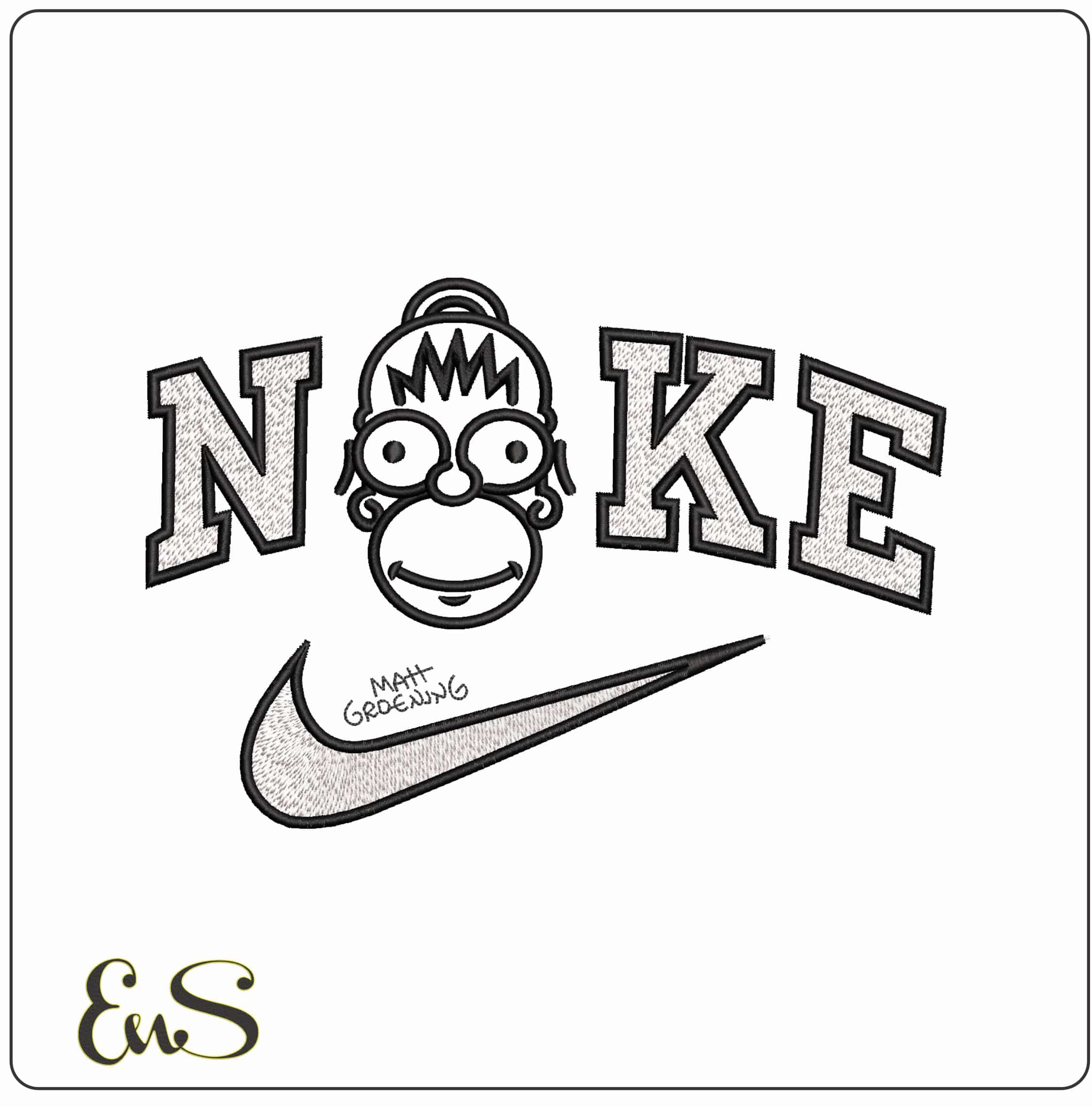 Nike Homer Simpson Head line design The Simspons  - Elegant embroidery design file-instant download