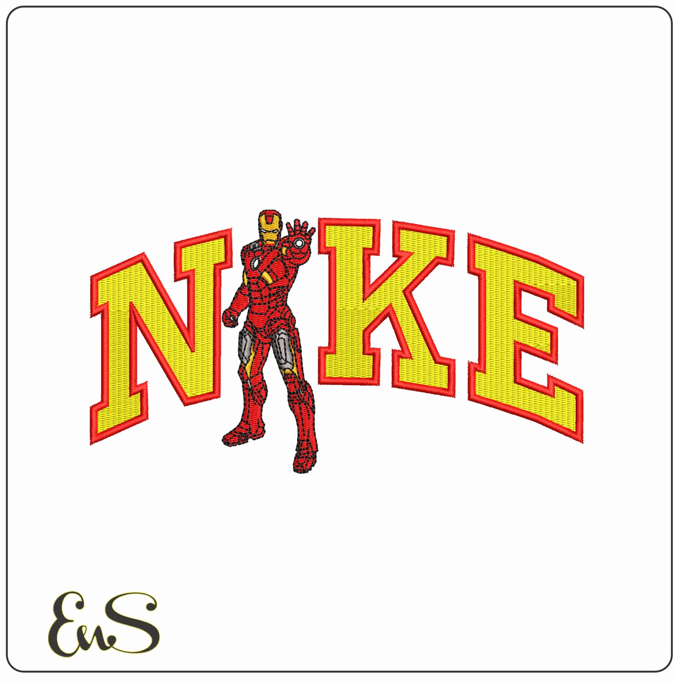Nike Iron Man using Arc Reactor - Elegant embroidery design file-instant download