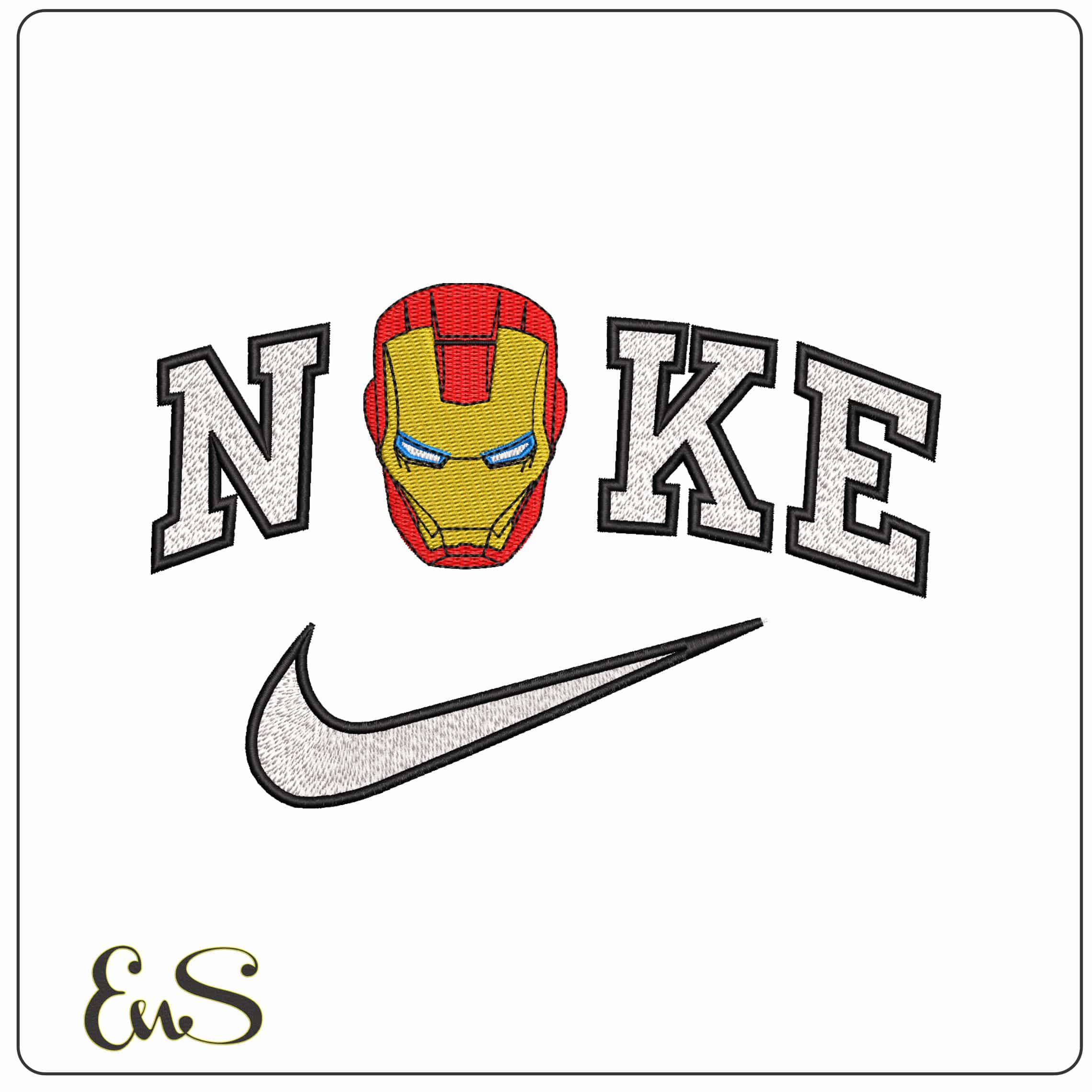 Nike Ironman Mask Marvel Comic - Elegant embroidery design file-instant download