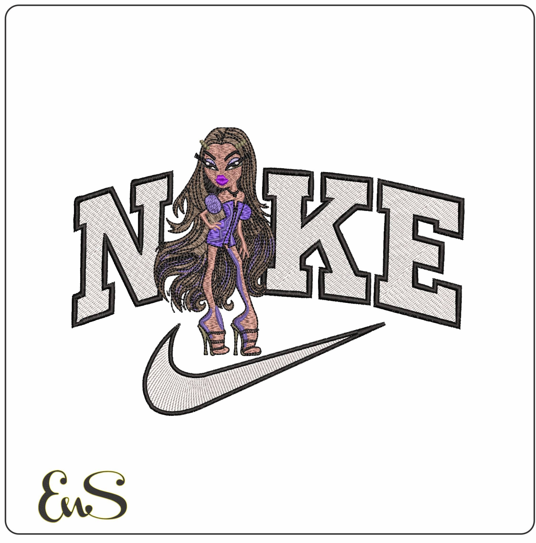 Nike Jasmin Bratz Doll  - Elegant embroidery design file-instant download