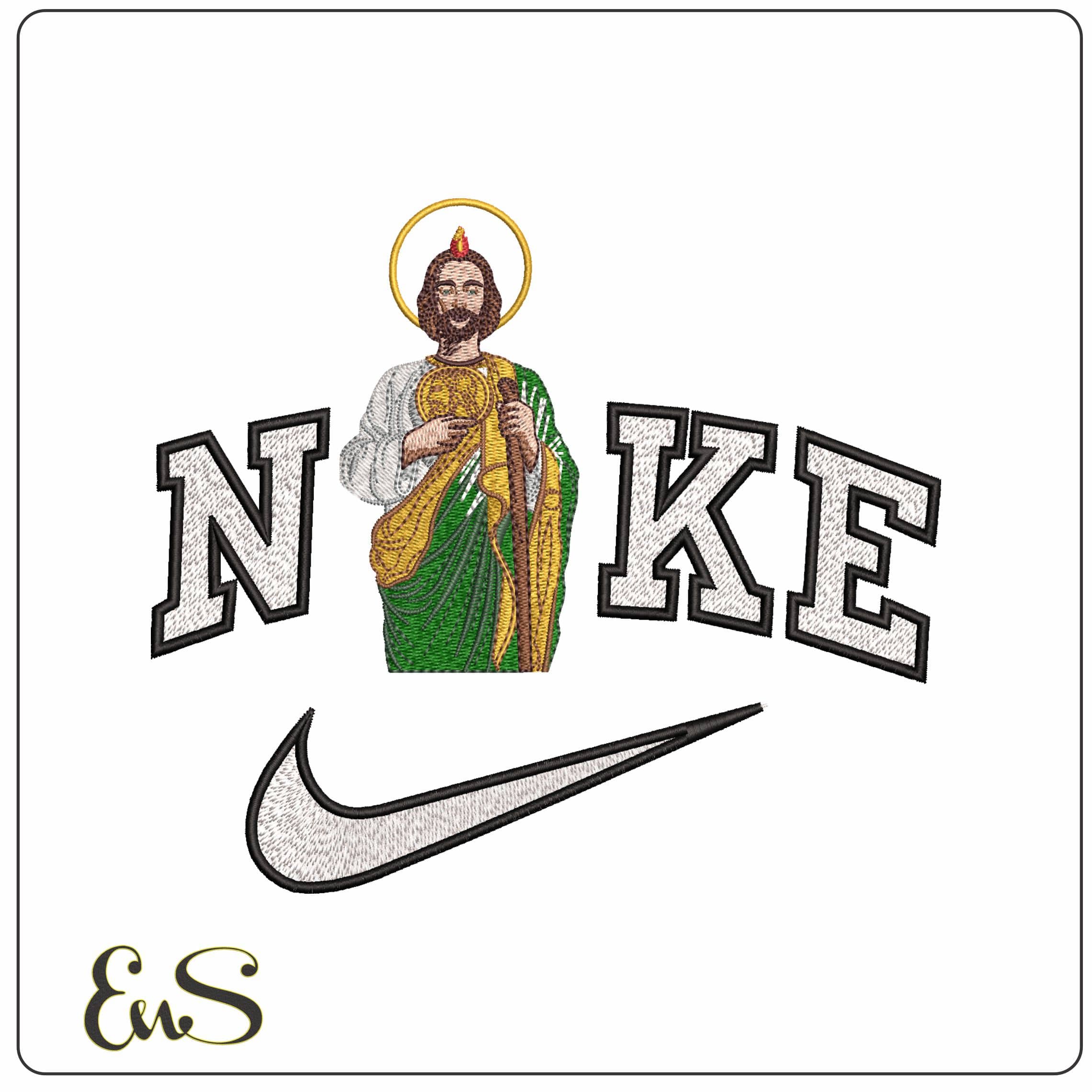 Nike Jesus Standing - Elegant embroidery design file-instant download