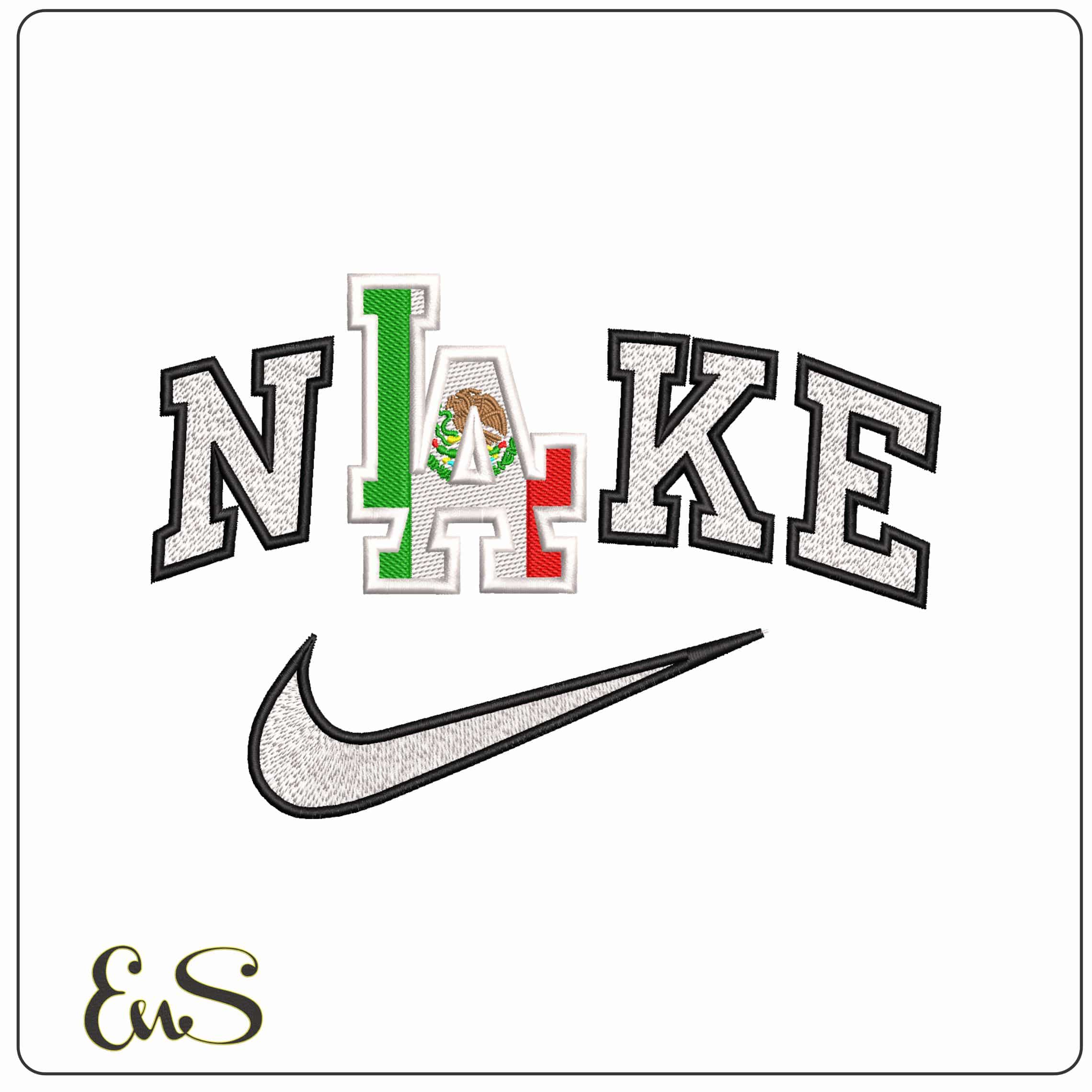 Nike L A Mexican insert  - Elegant embroidery design file-instant download
