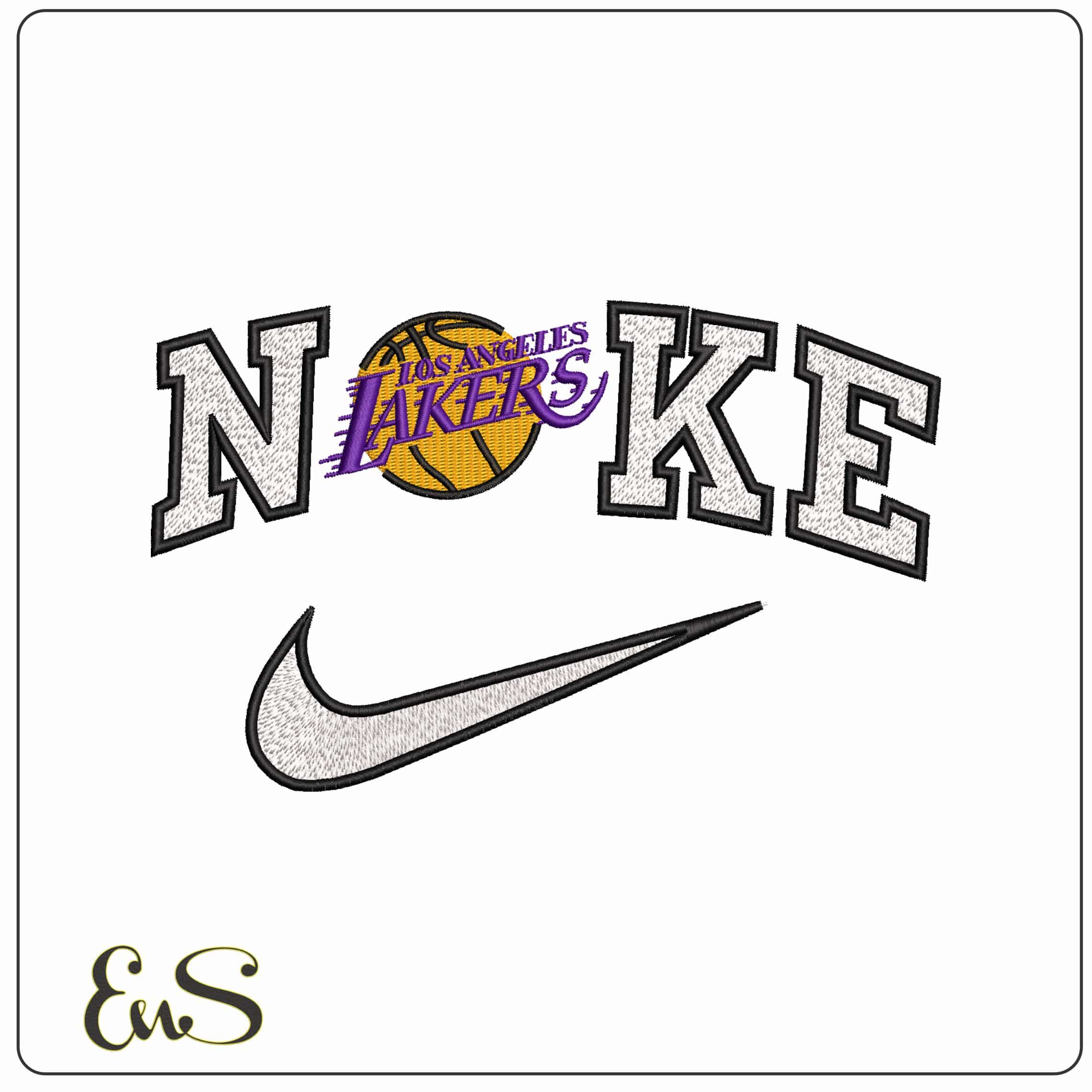 Nike LA Laker Basketball NBA   - Elegant embroidery design file-instant download