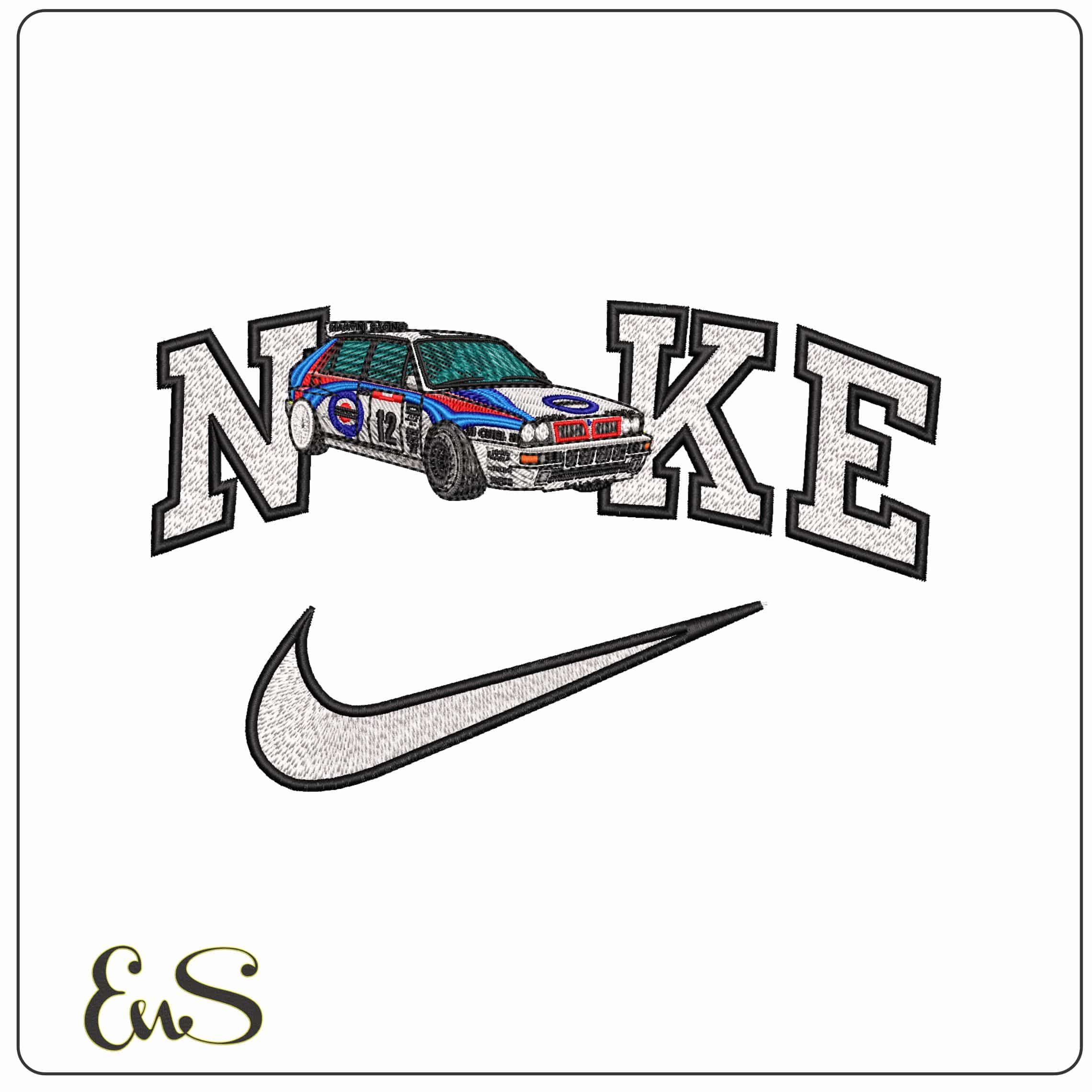 Nike Lancia Delta Integrale Rally Car - Elegant embroidery design file-instant download