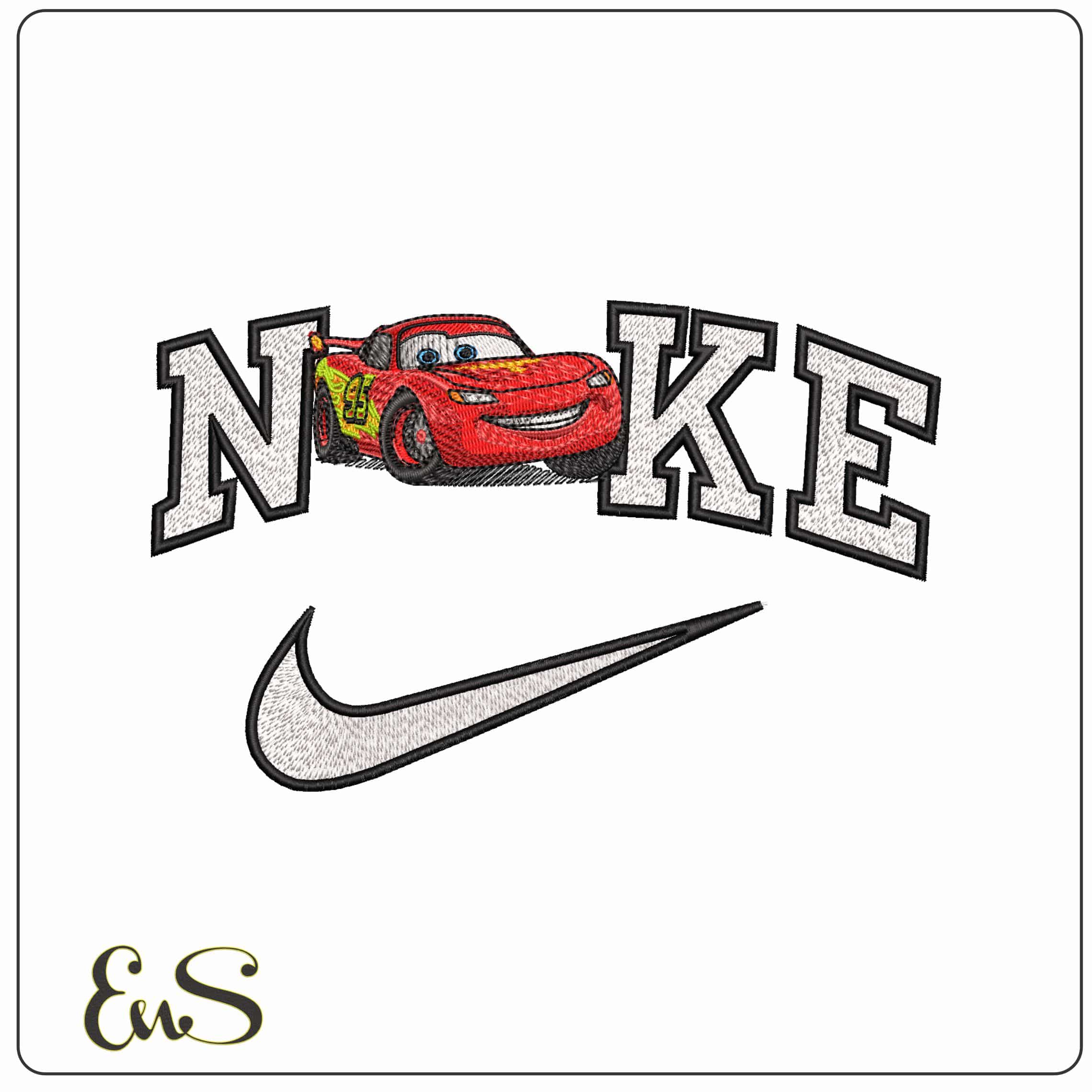 Nike Lightning McQueen 95 Cars Disney - Elegant embroidery design file-instant download