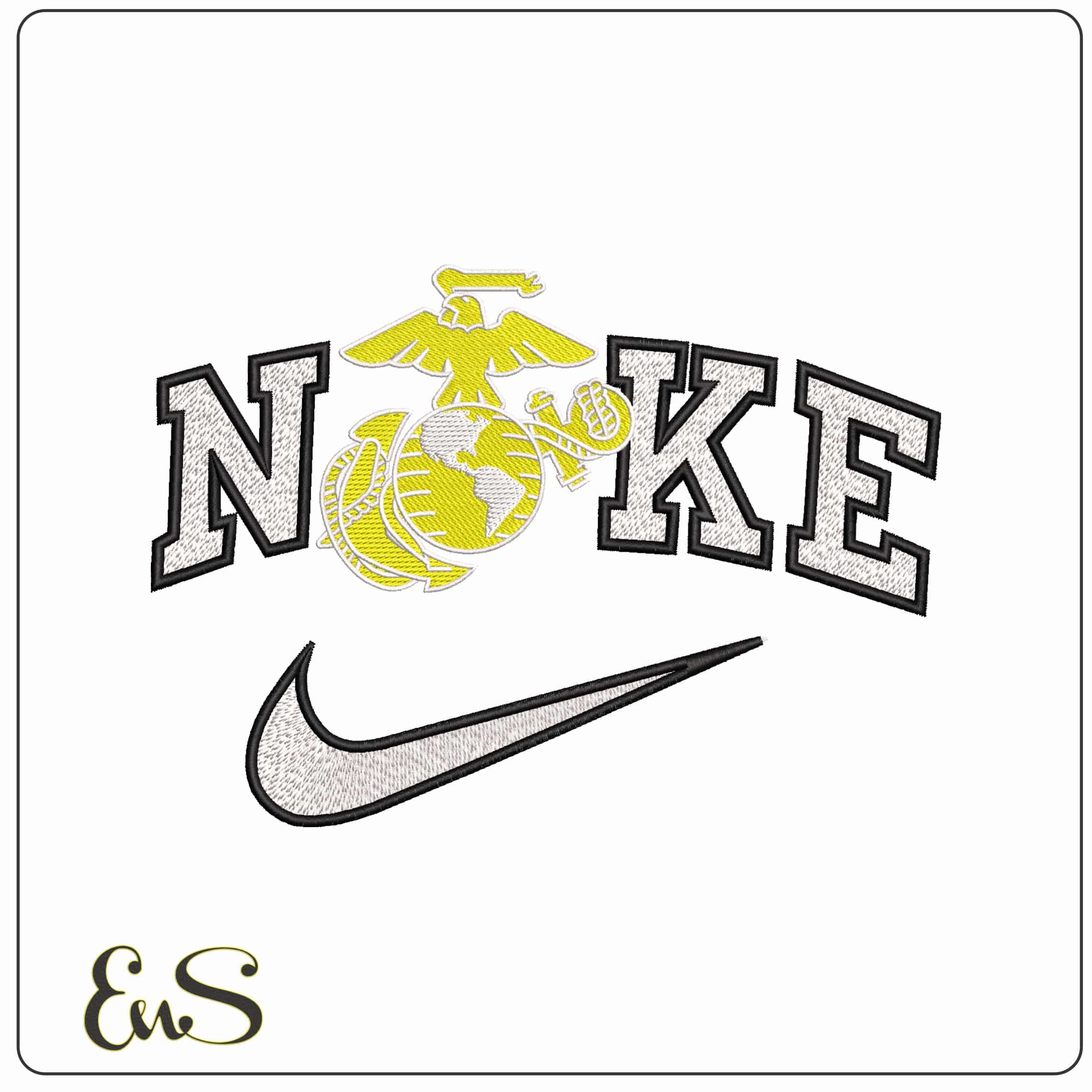 Nike Marine logo - Elegant embroidery design file-instant download
