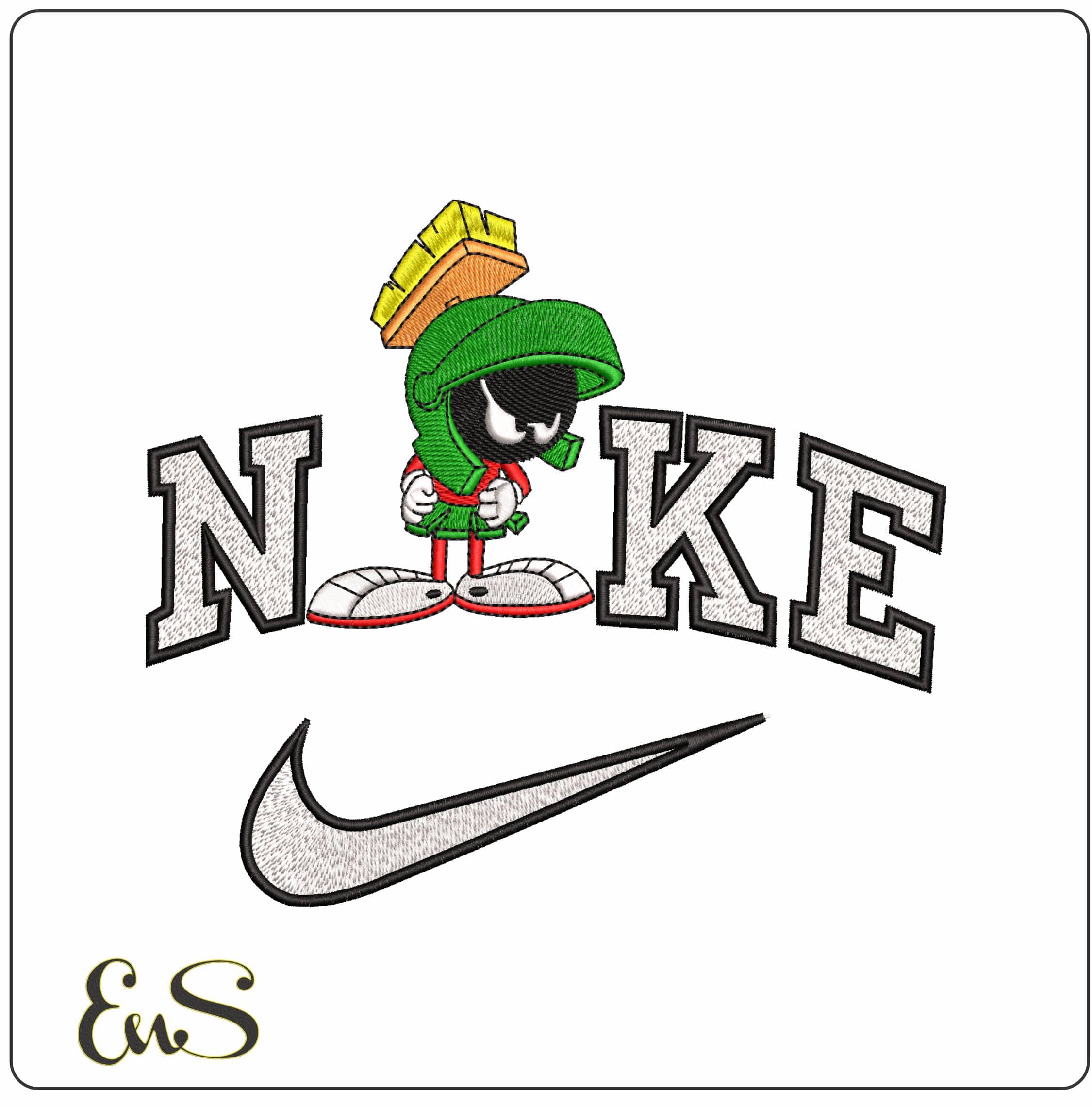 Nike Marvin the Martian Looney Tunes - Elegant embroidery design file-instant download