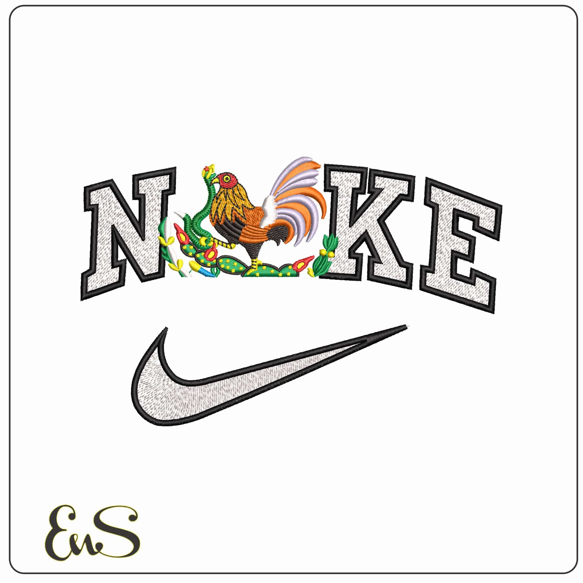 Nike Mexican Chicken Cactus - Elegant embroidery design file-instant download