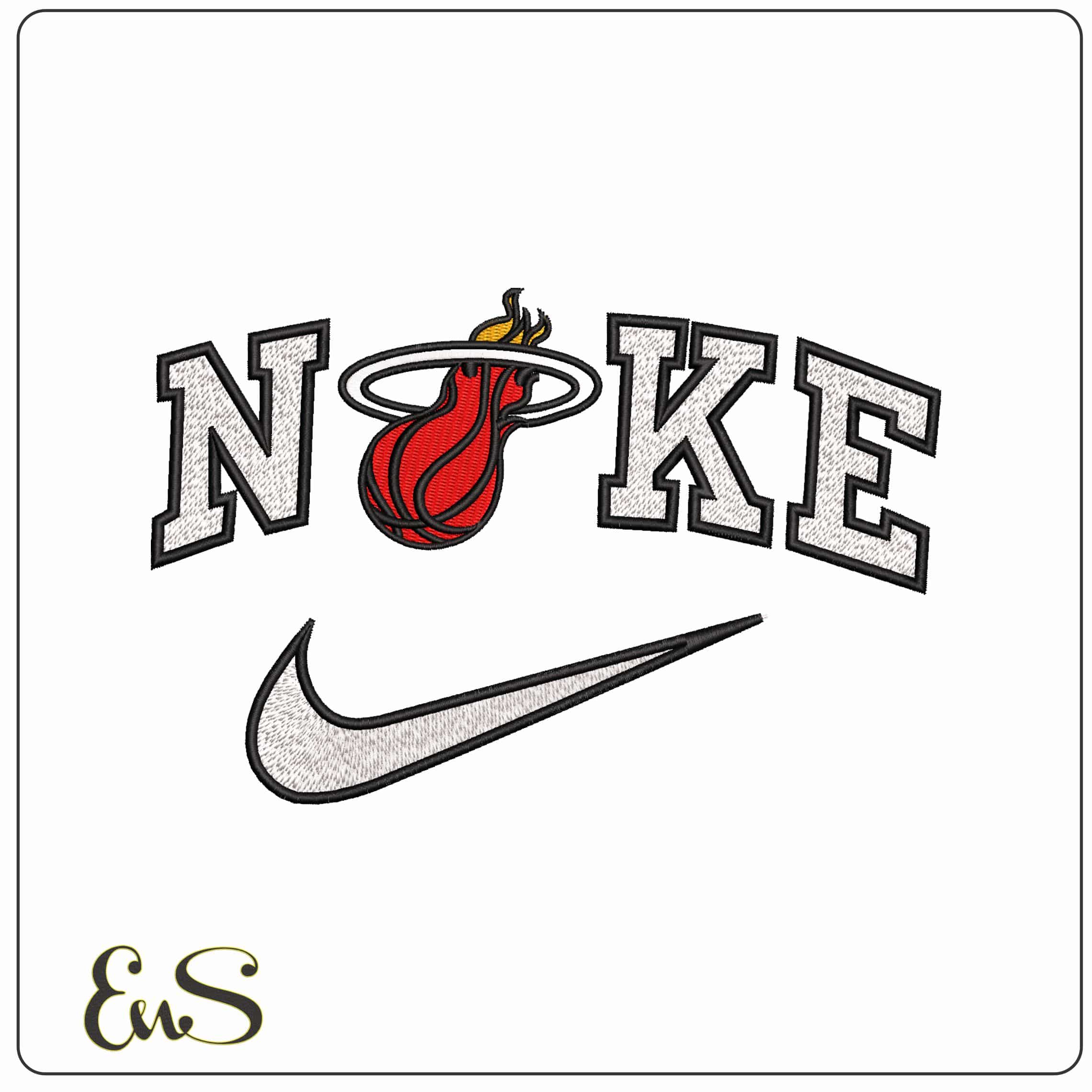 Nike Miami Heat Basketball NBA - Elegant embroidery design file-instant download