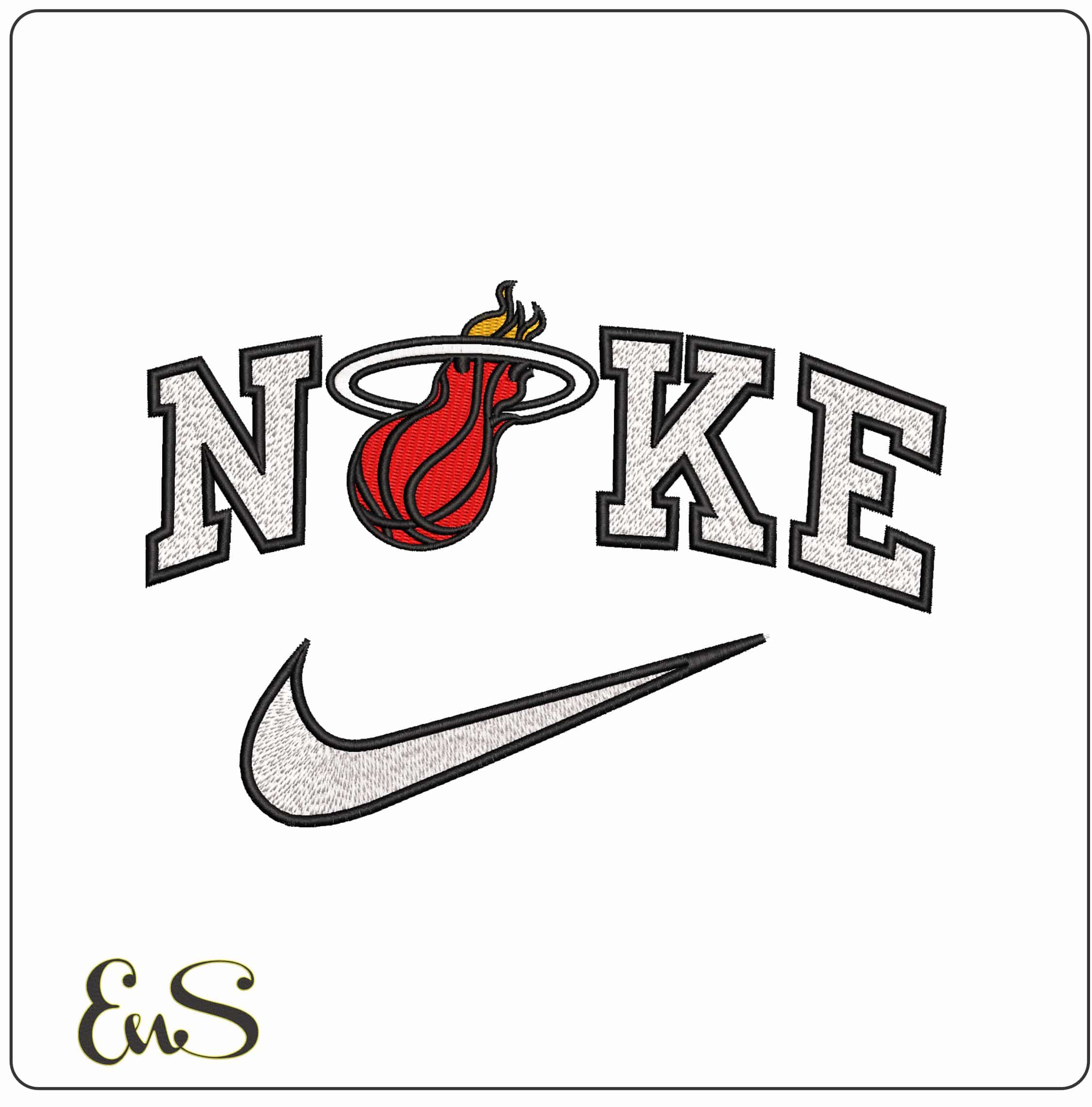 Nike Miami Heat Basketball Hoop NBA  - Elegant embroidery design file-instant download