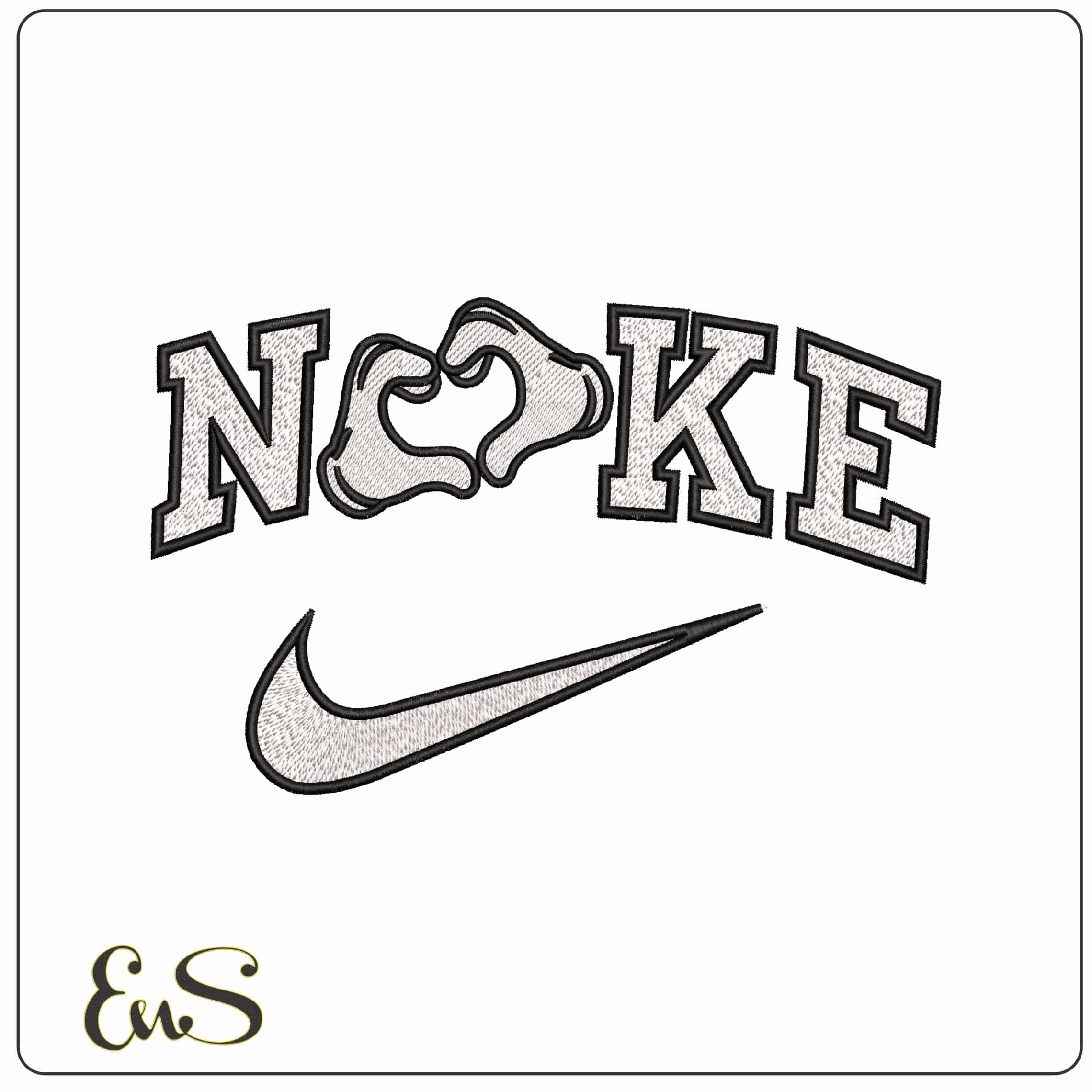Nike Mickey Mouse hands Heart Disney   - Elegant embroidery design file-instant download