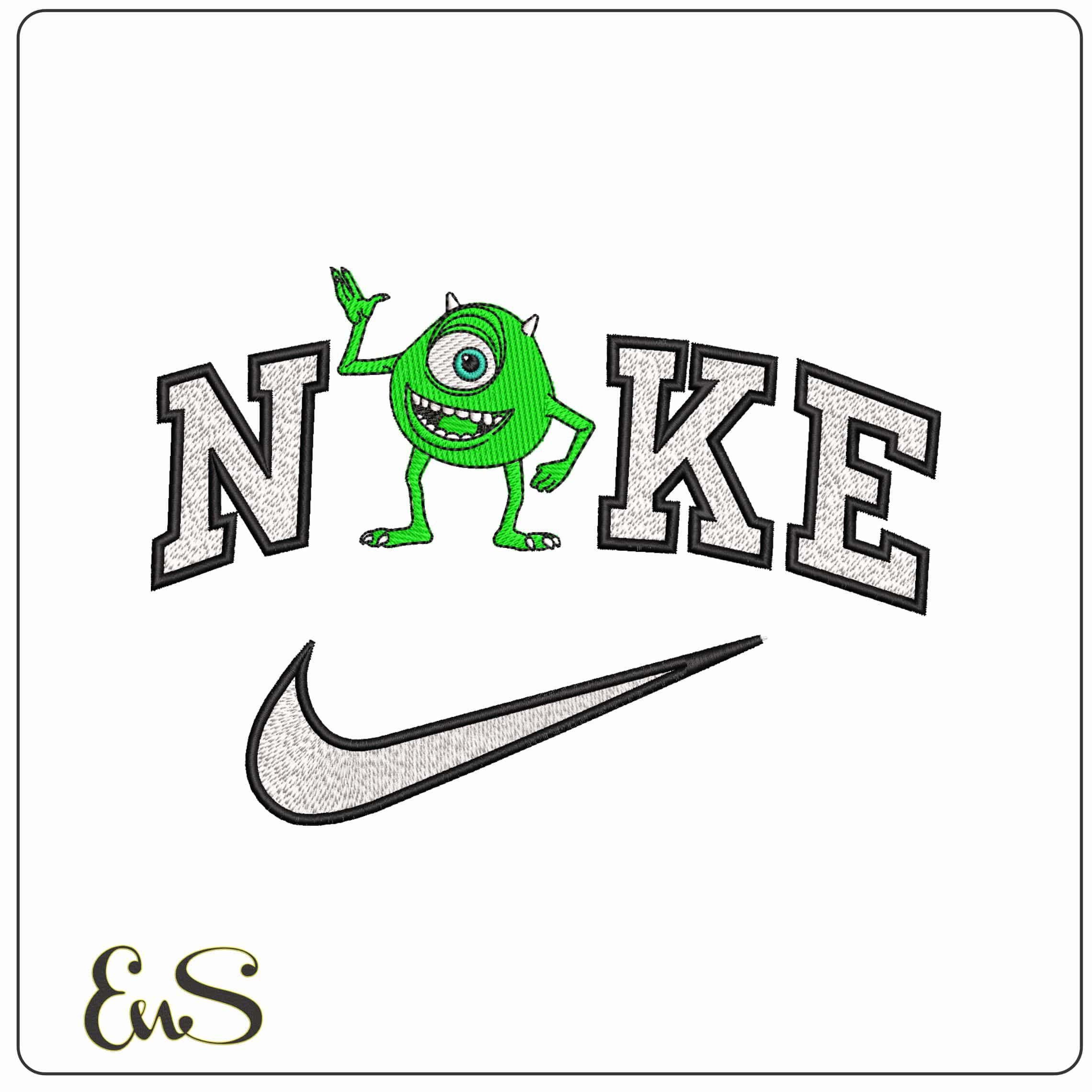 Nike Mike Monsters Inc University - Elegant embroidery design file-instant download