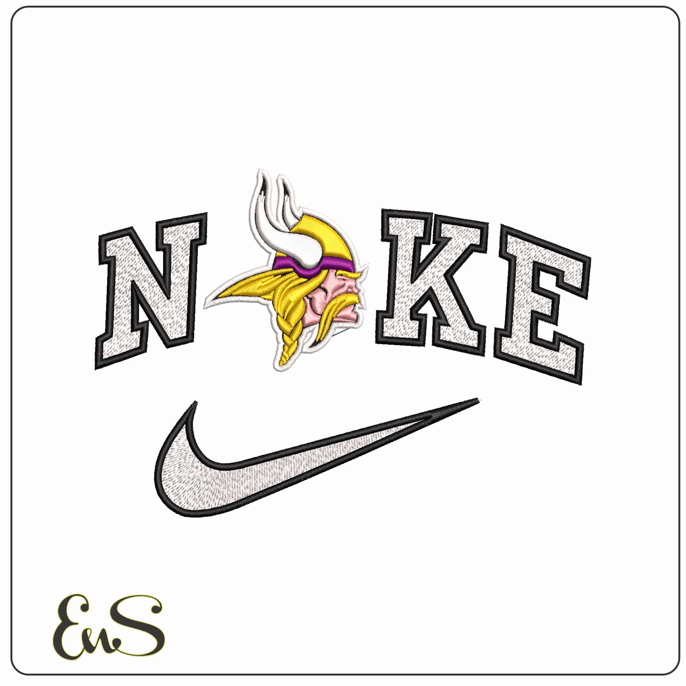 Nike Minnesotta Vikings NFL   - Elegant embroidery design file-instant download